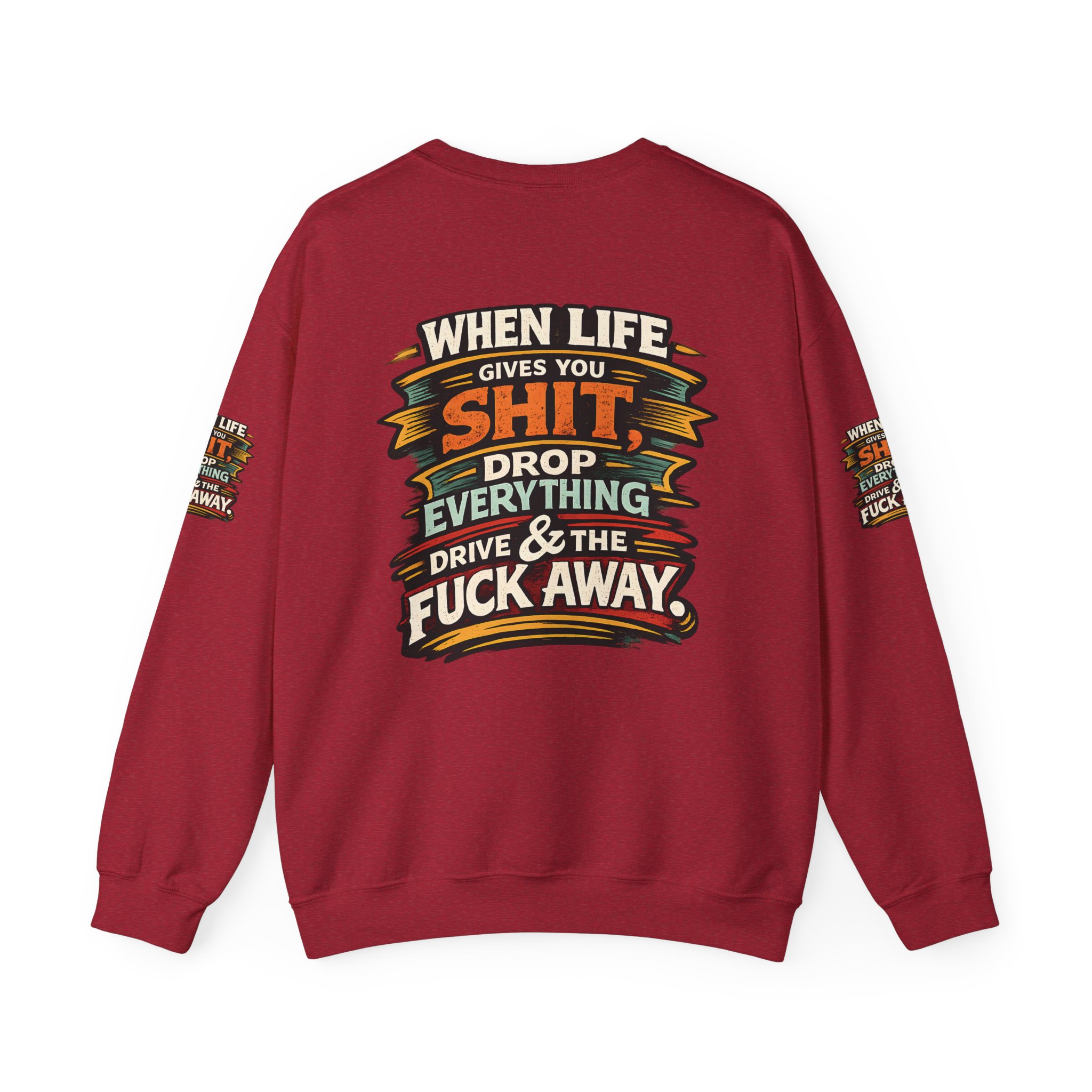 Unisex Heavy Blend™ Crewneck Sweatshirt — "When Live Gives You Shit" Design F**K-Line