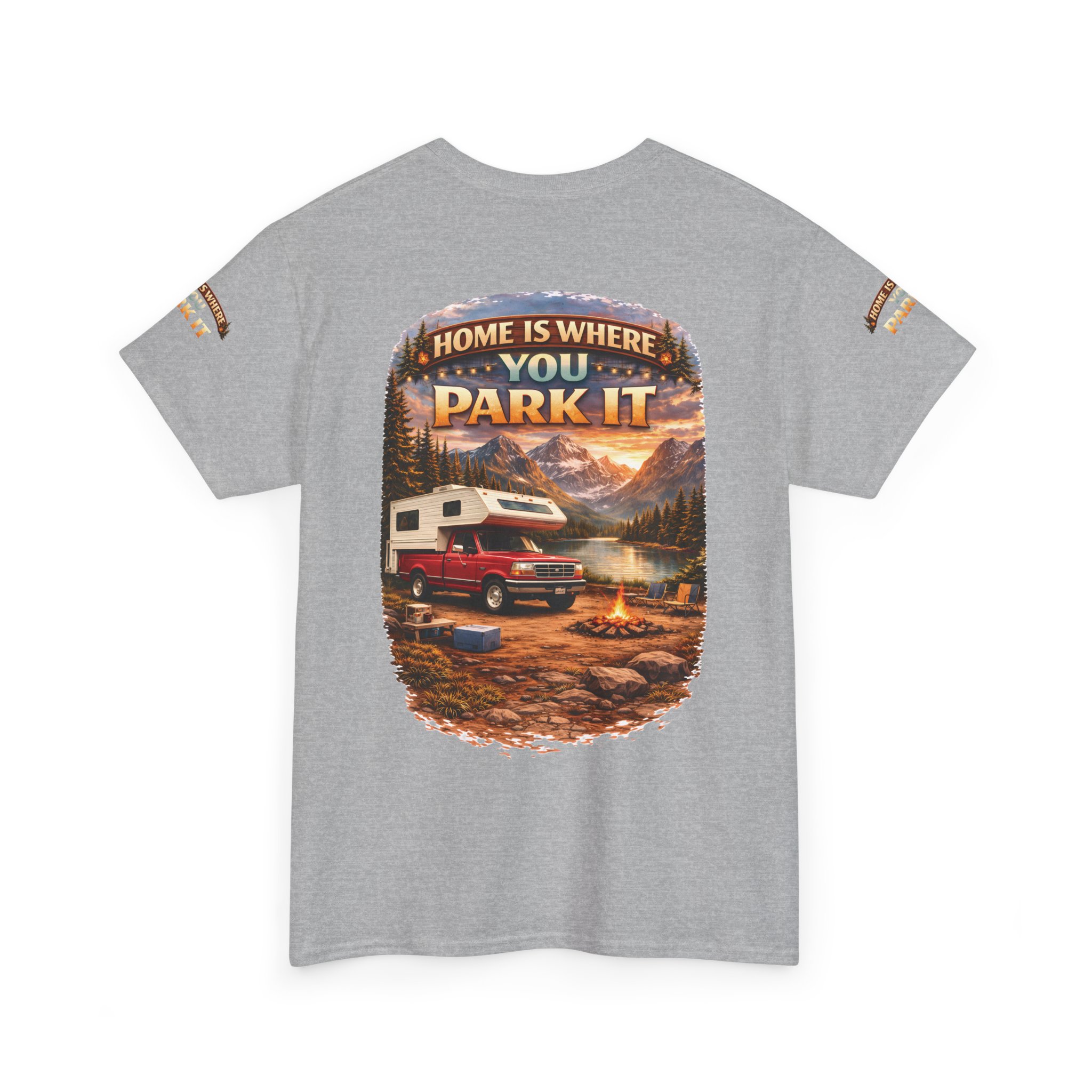 13149011141179572891_2048.jpeg Unisex Heavy Cotton Tee — "Home Is Where You Park It" Design Scenic-Line