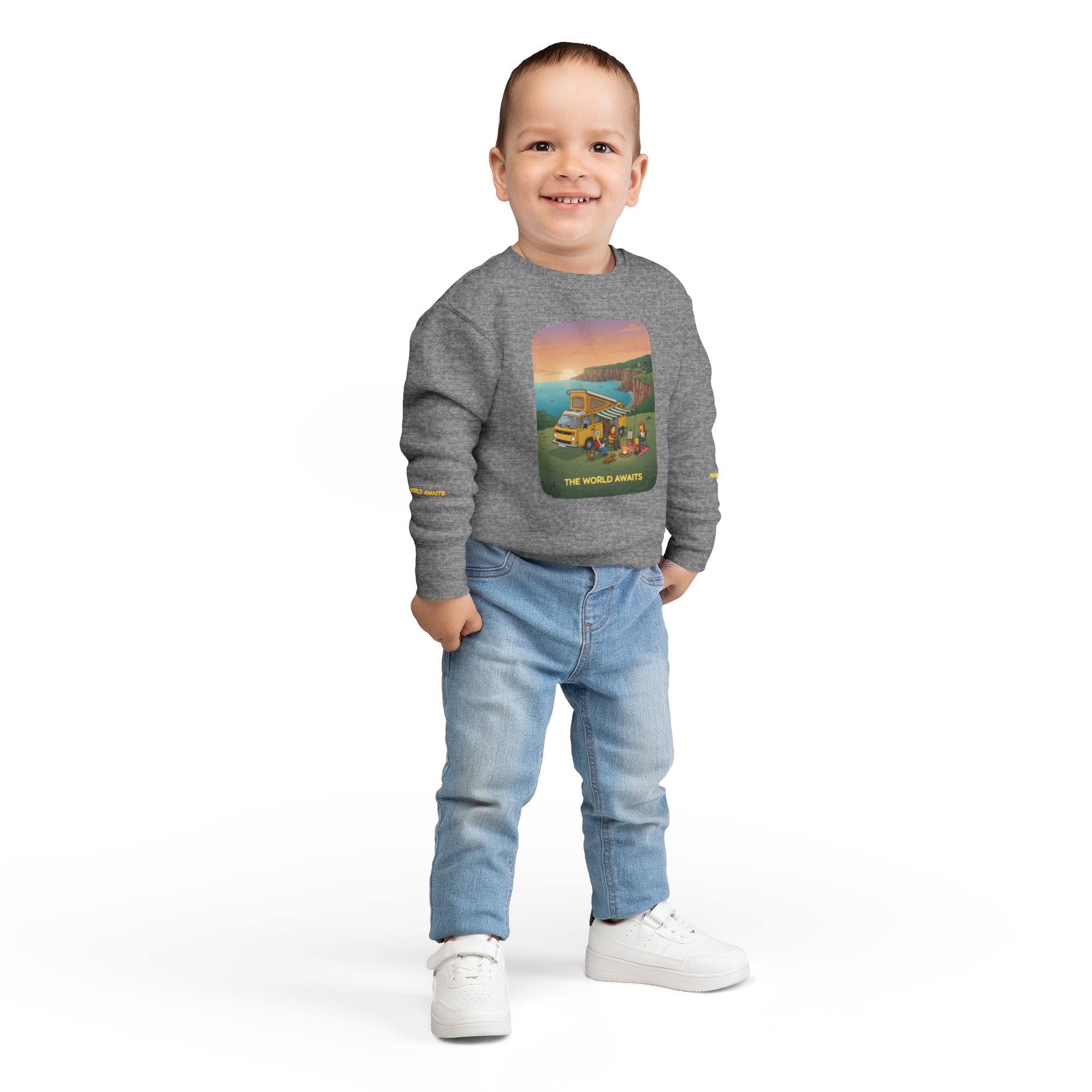 Toddler Sweatshirt - "The World Awaits" (Design Sitcom-Line)