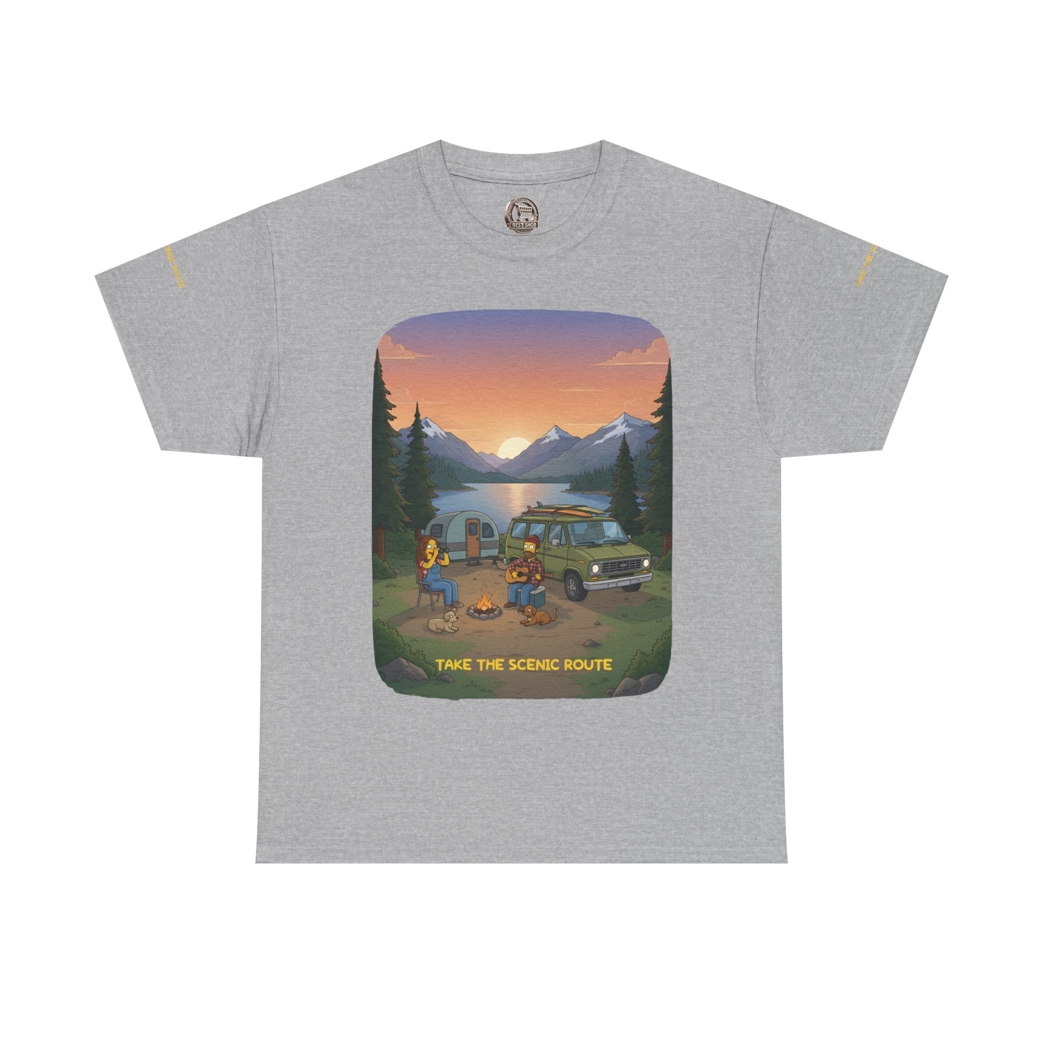 Unisex Heavy Cotton Tee — "Take The Scenic Route" Design Sitcom-Line