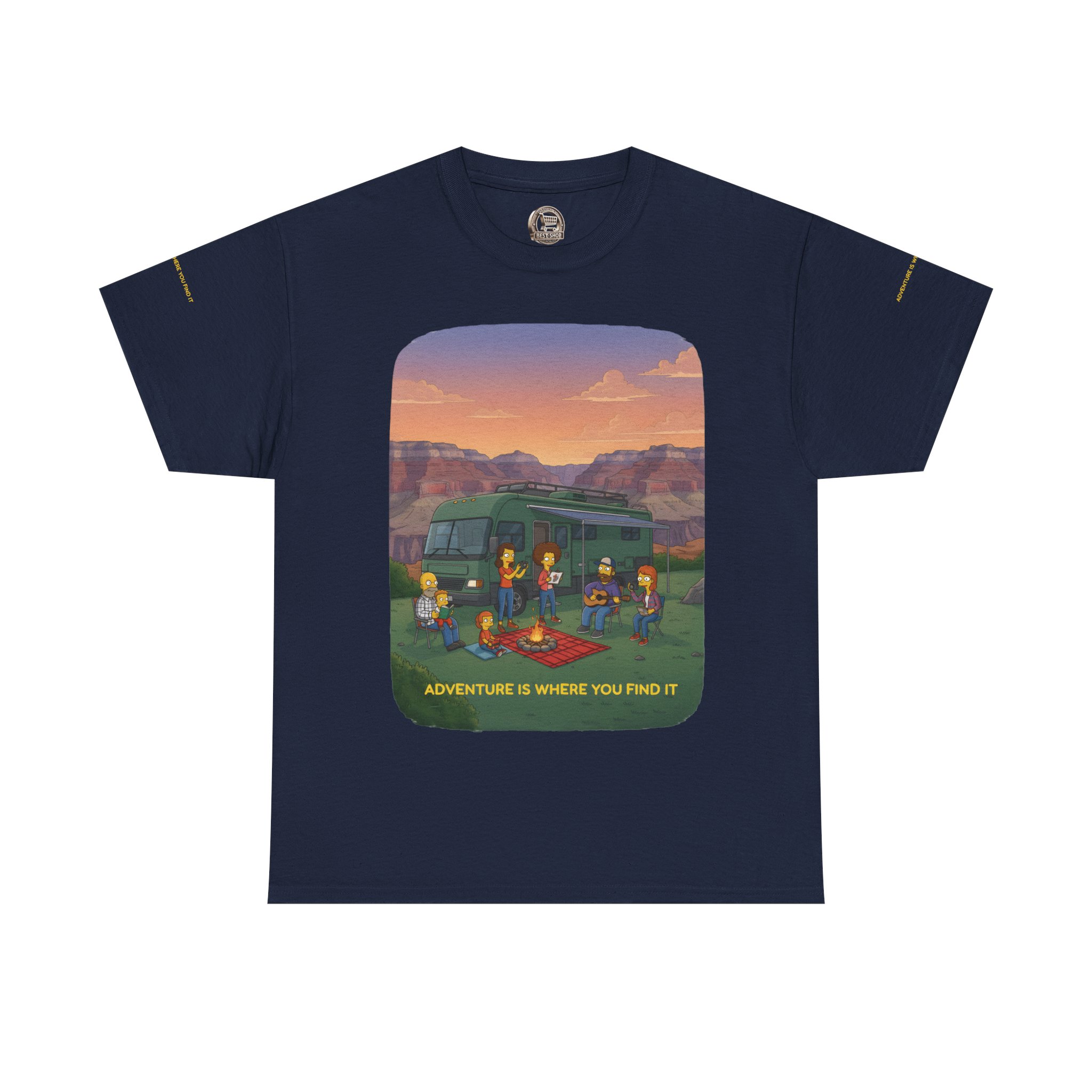 Unisex Heavy Cotton Tee — "Adventure Is Where You Find It" Design Sitcom-Line