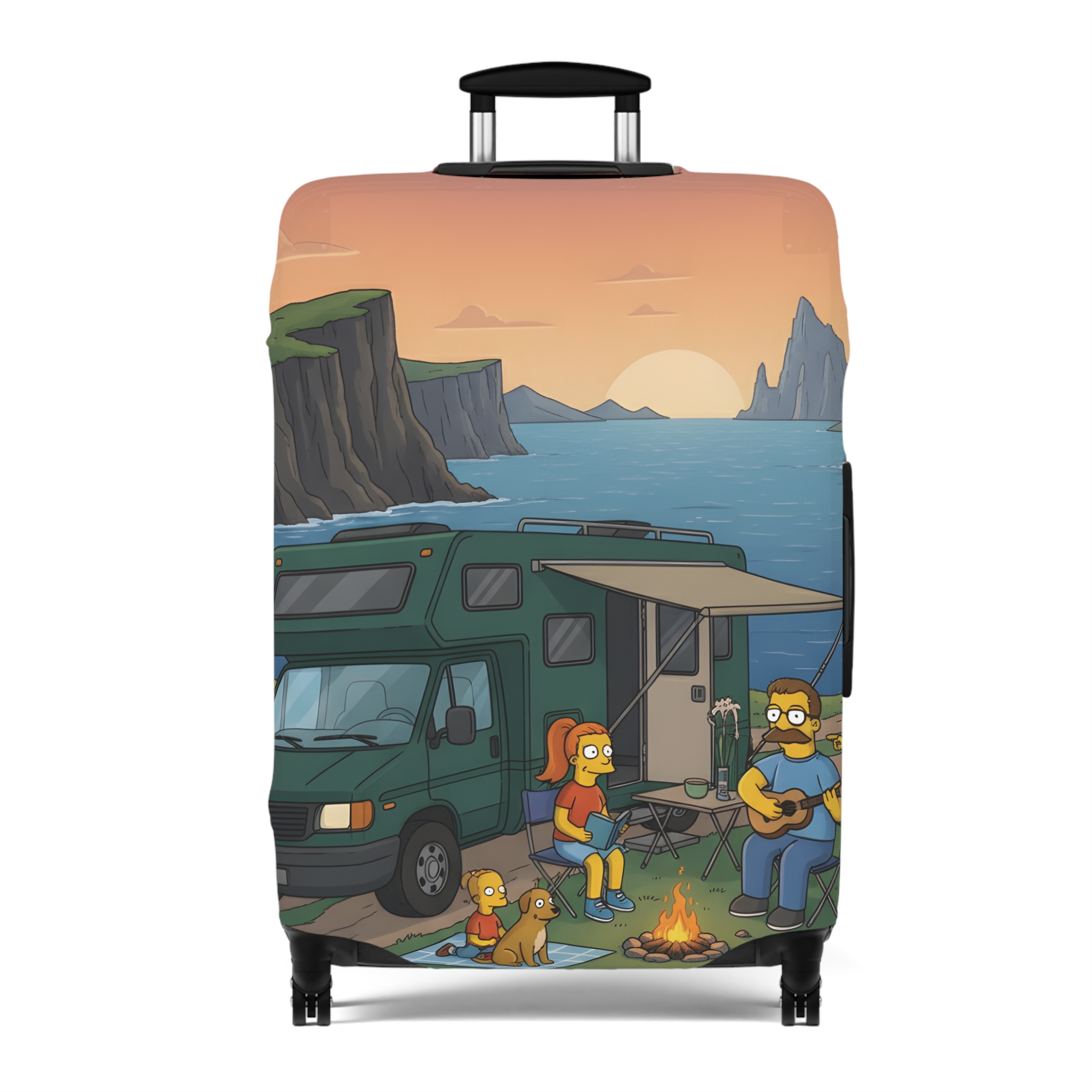13158748915375747923_2048.jpeg Luggage Cover — Adventure Camper Sketch Travel Suitcase(Design Sitcom-Line)