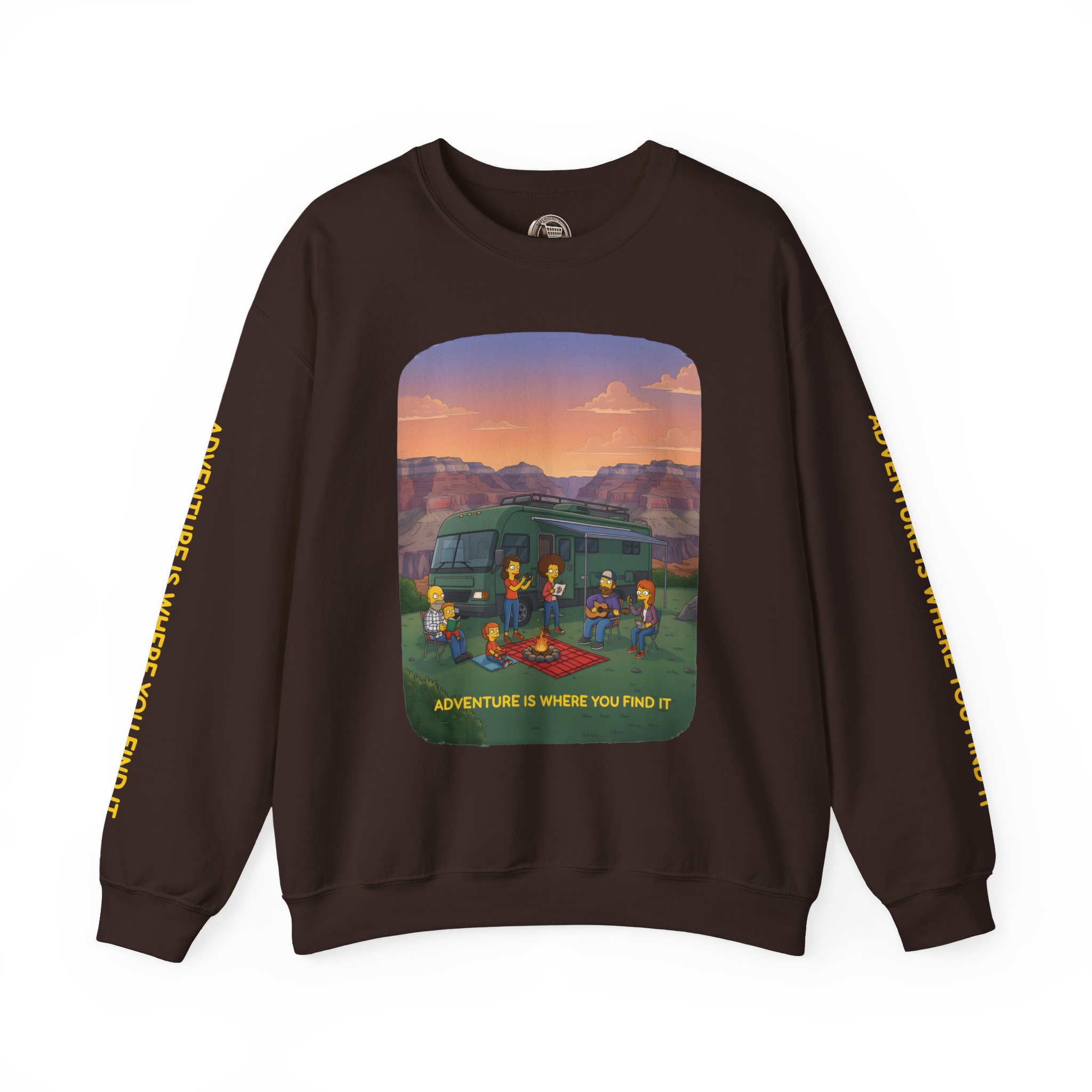 Unisex Heavy Blend™ Crewneck Sweatshirt — "Adventure Is Where You Find It" Design Sitcom-Line
