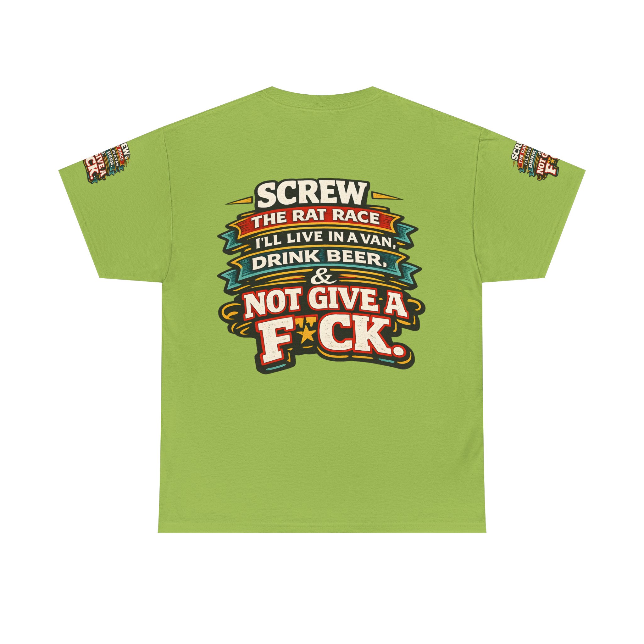 Unisex Heavy Cotton Tee — "Screw The Rat Race" Design F**K-Line