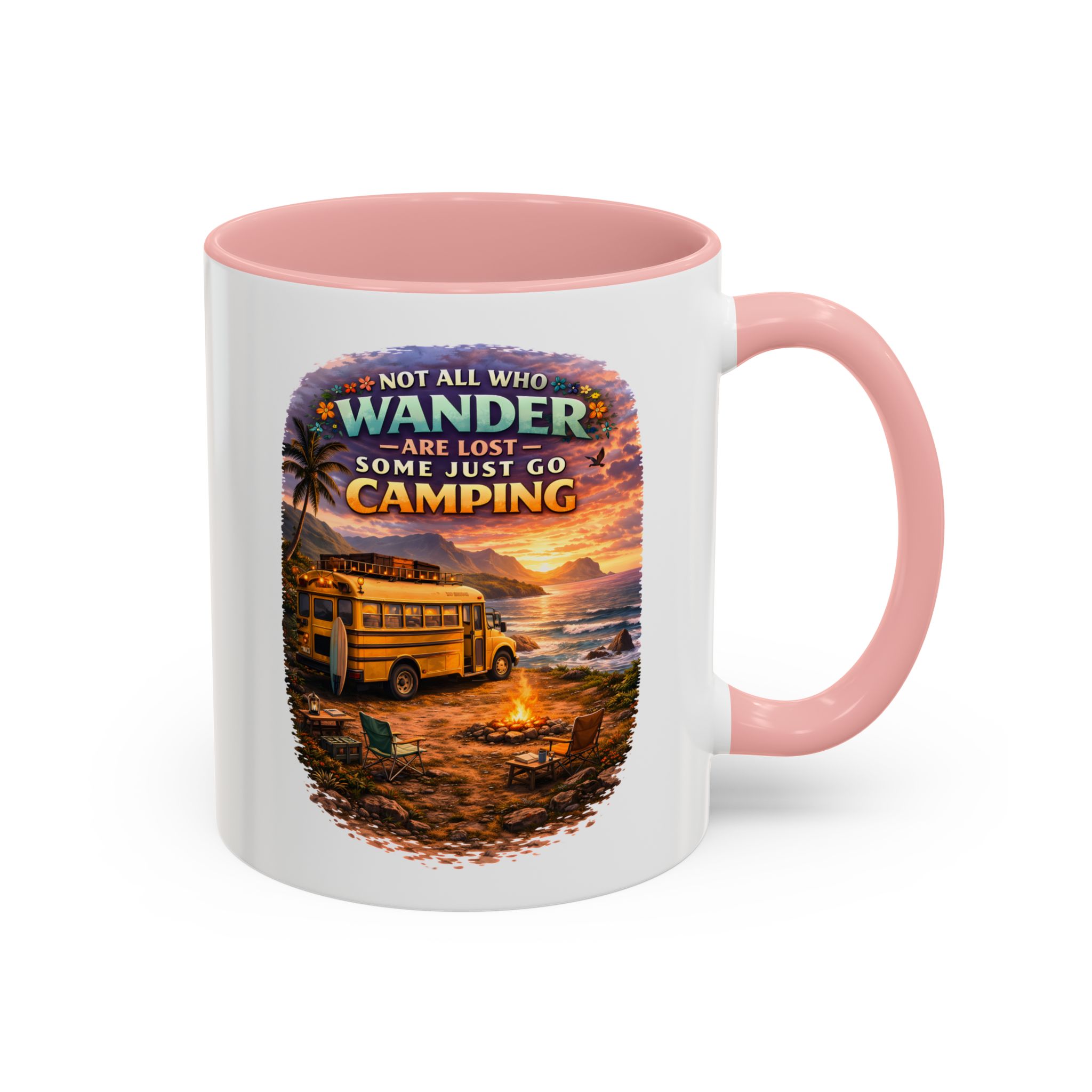 Accent Coffee Mug (11, 15oz) — "Not All Who Wander Are Lost" Design Scenic-Line
