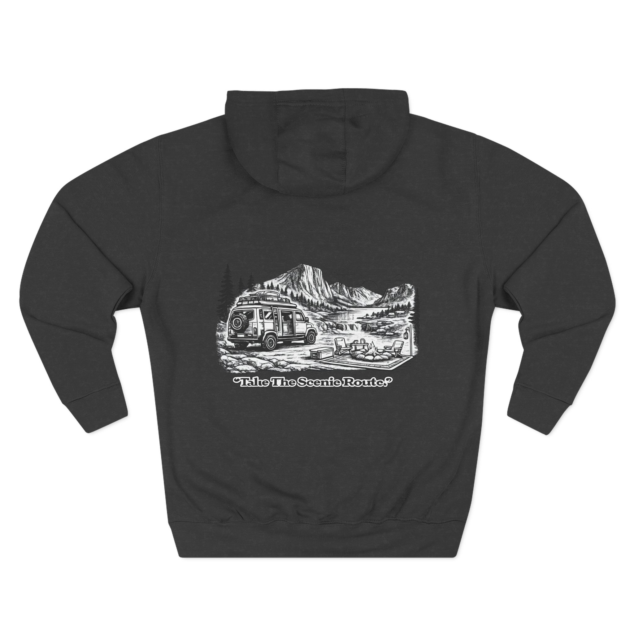 13170127281644543105_2048.jpeg Three-Panel Fleece Hoodie - "Take The Scenic Route" Design Minimal-Line