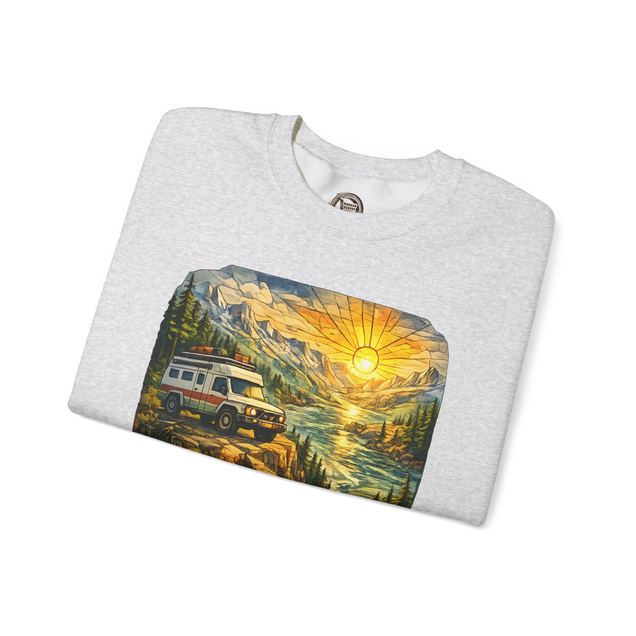 Unisex Heavy Blend™ Crewneck Sweatshirt — "Let The Journey Be Your Home" Design Cubic-Line