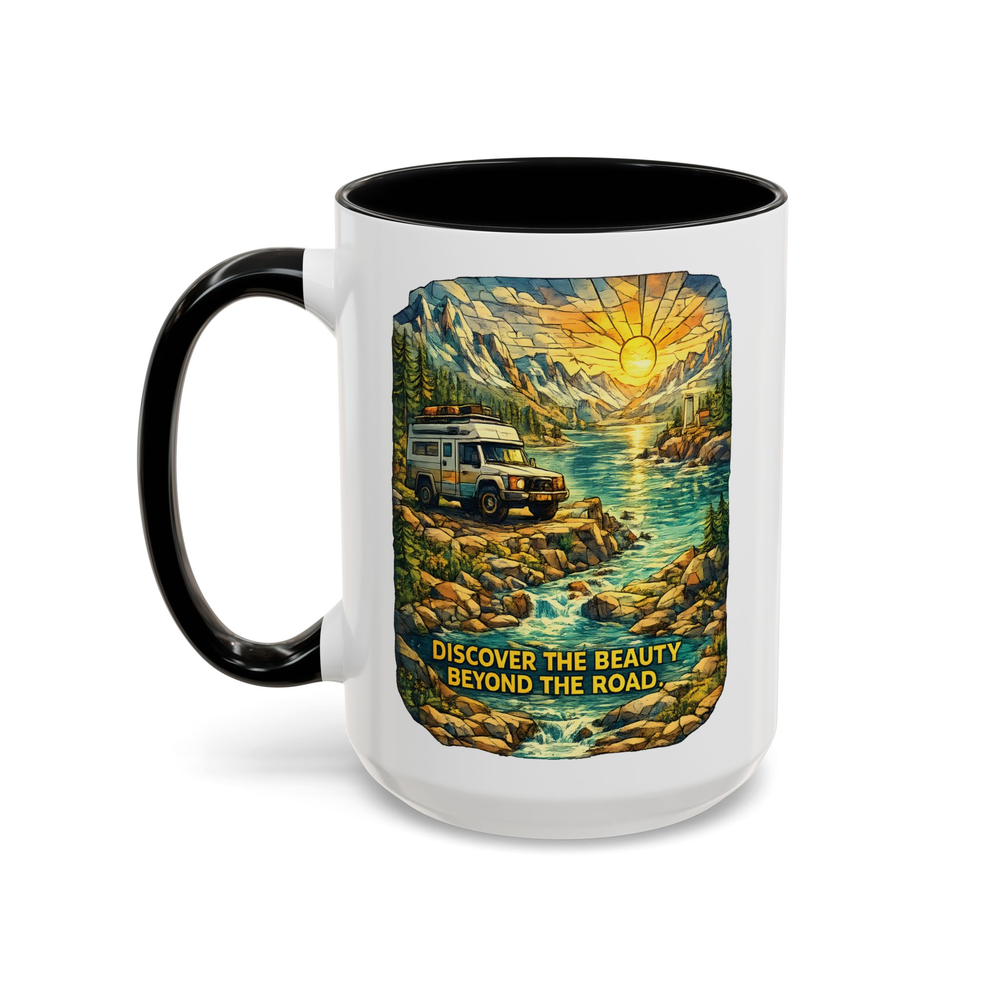 13185746621159024455_2048.jpeg Accent Coffee Mug (11, 15oz) — "Discover The Bieuty Beyond The Road" Design Cubic-Line