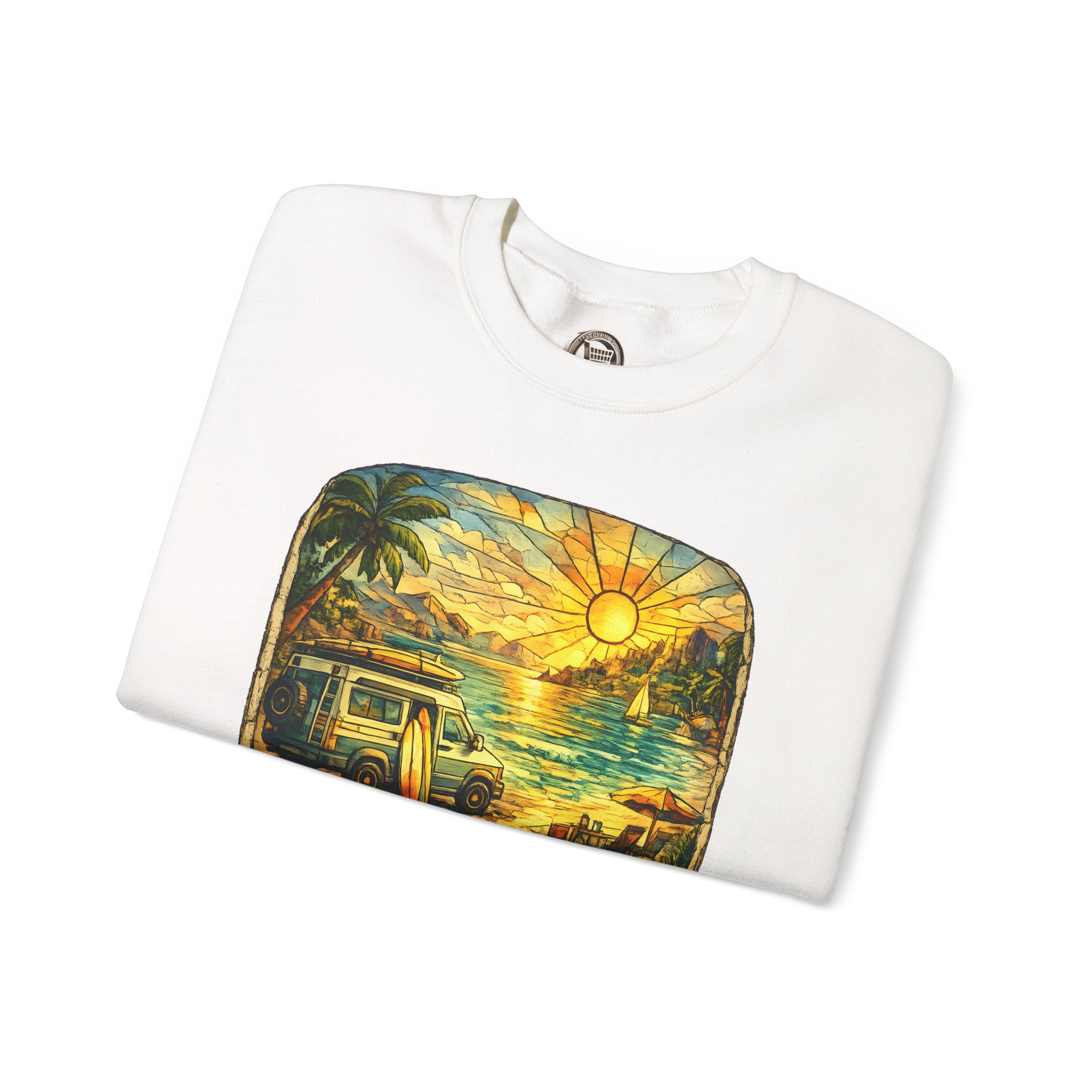 Unisex Heavy Blend™ Crewneck Sweatshirt — "Time To Roam Free" Design Cubic-Line