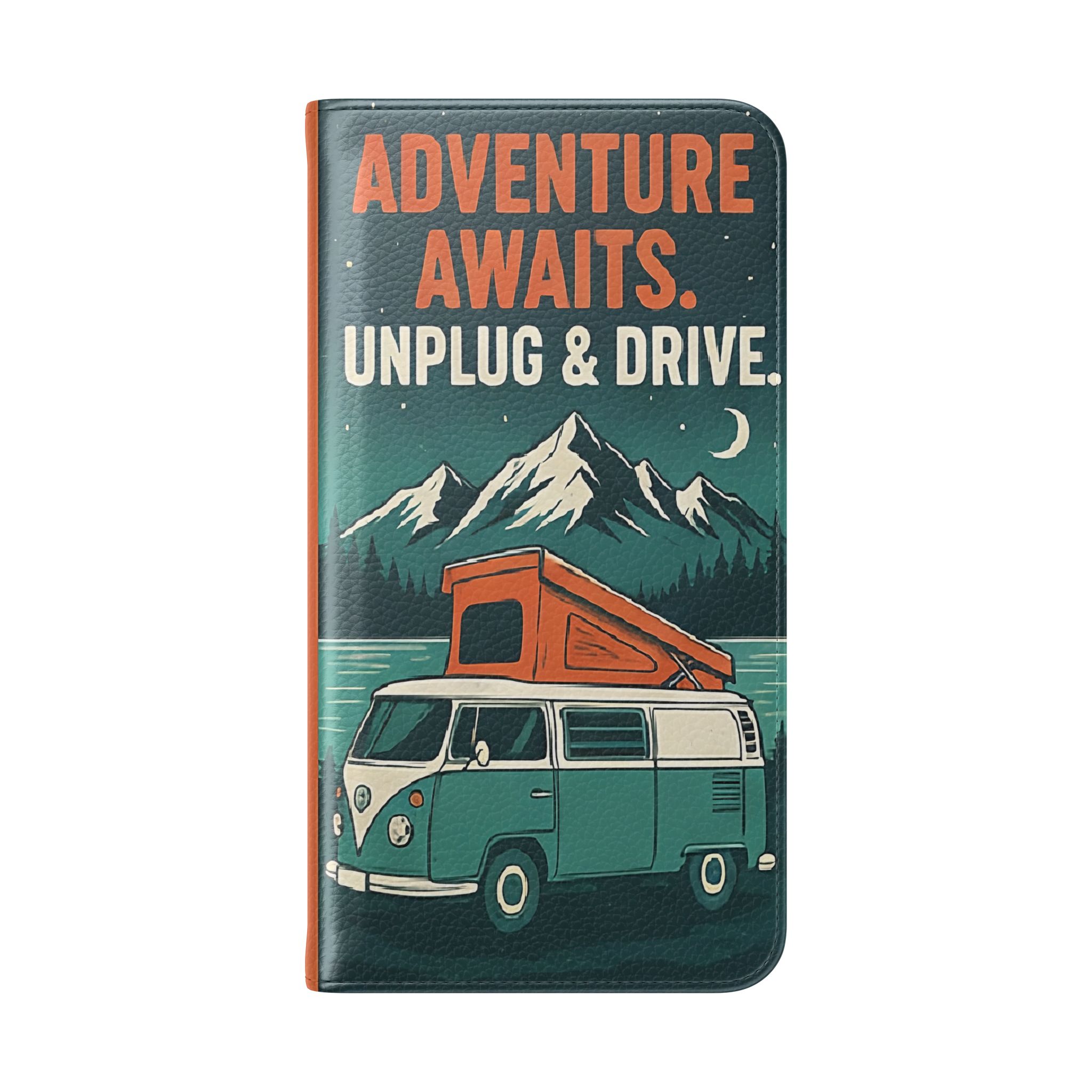 Flip Phone Case — "Adventure Awaits, Fuel Your Journey, Not the WiFi" Wallet Cover