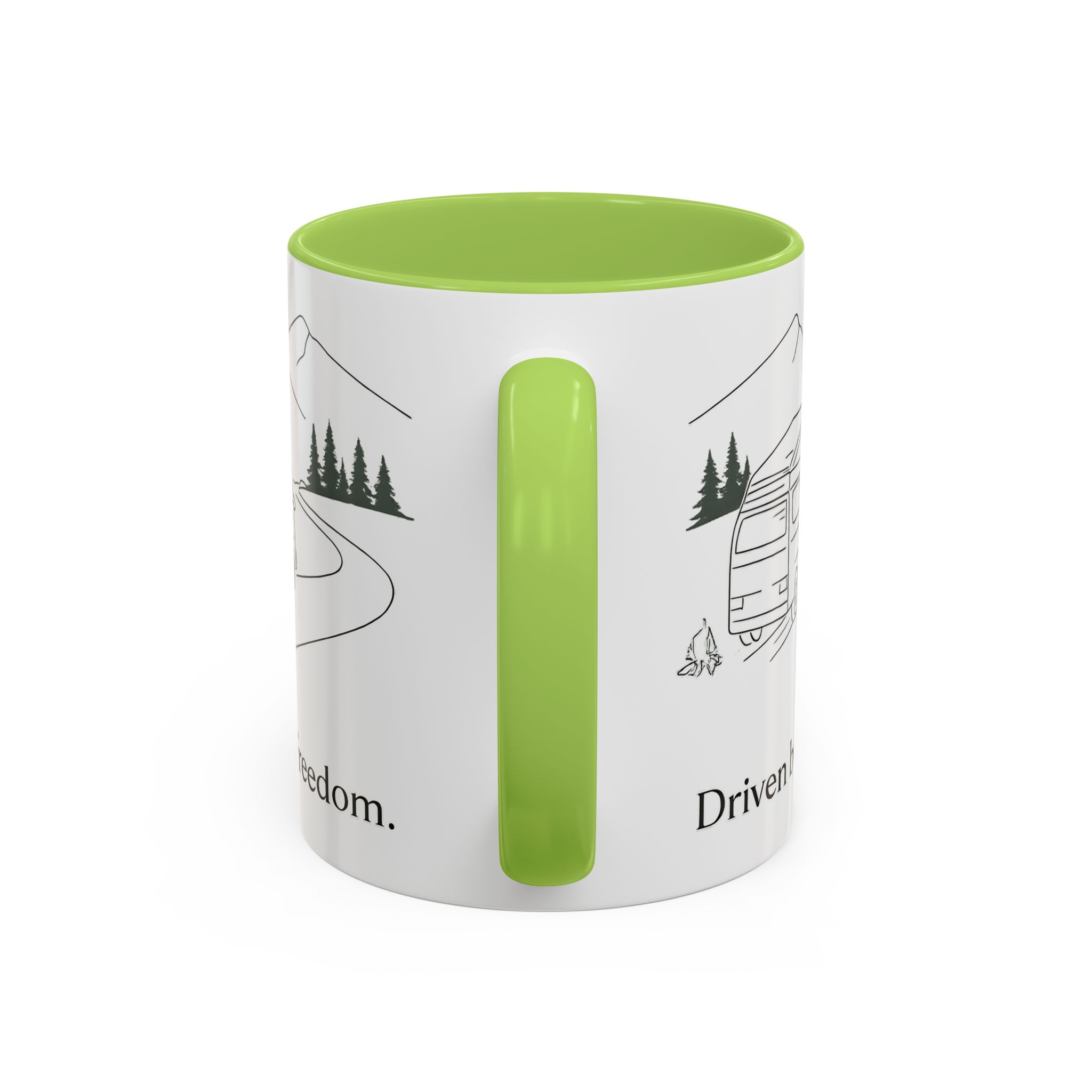 Accent Coffee Mug (11, 15oz) — "Driven By Freedom" Design Minimal-Line