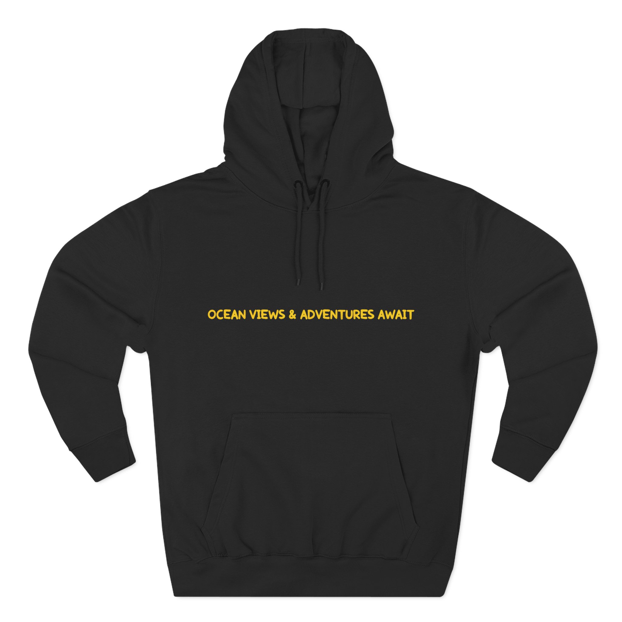 Three-Panel Fleece Hoodie - "Ocean Views-Adventures Awaits" Design Sitcom-Line
