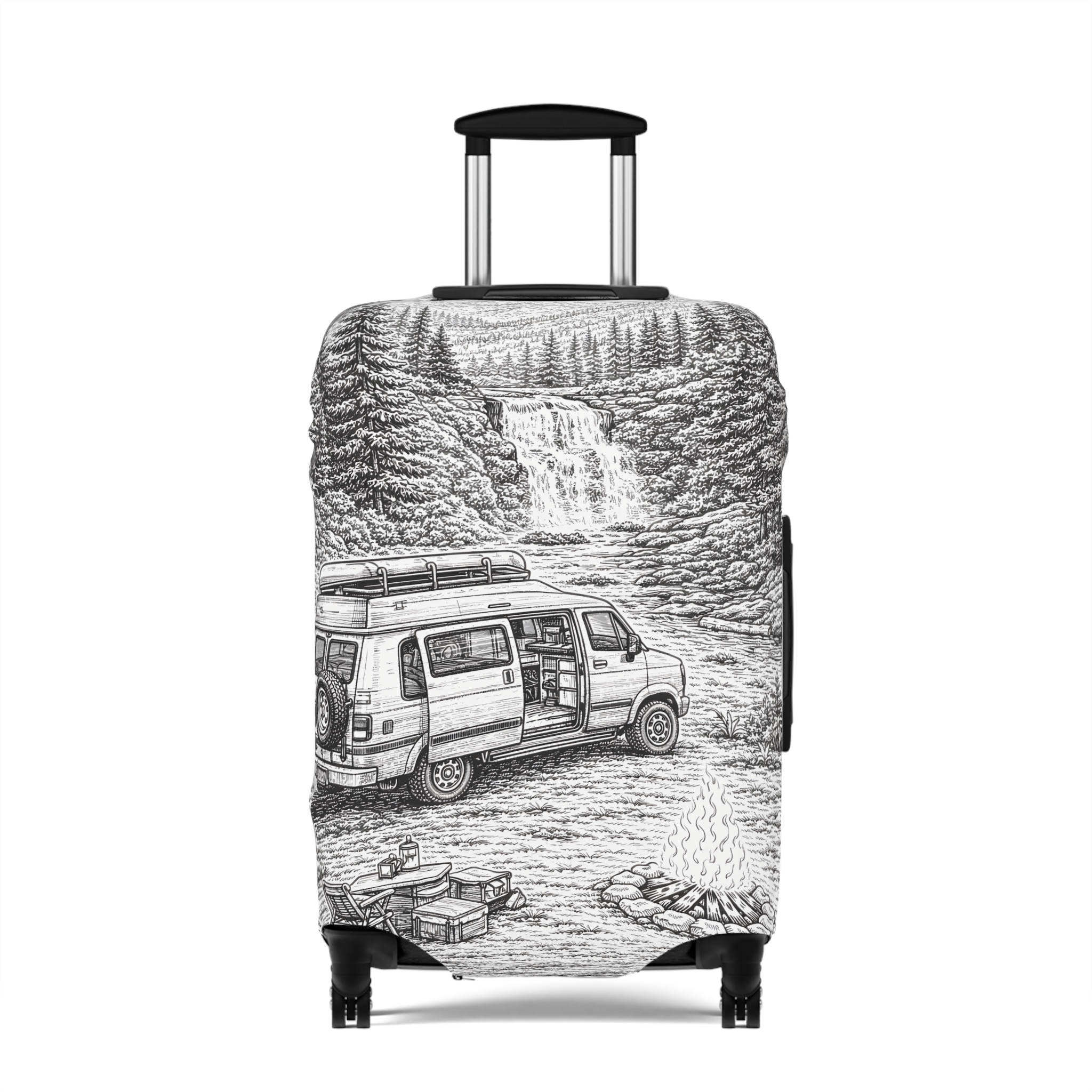 13205354739244792381_2048.jpeg Luggage Cover — Adventure Camper Sketch Travel Suitcase