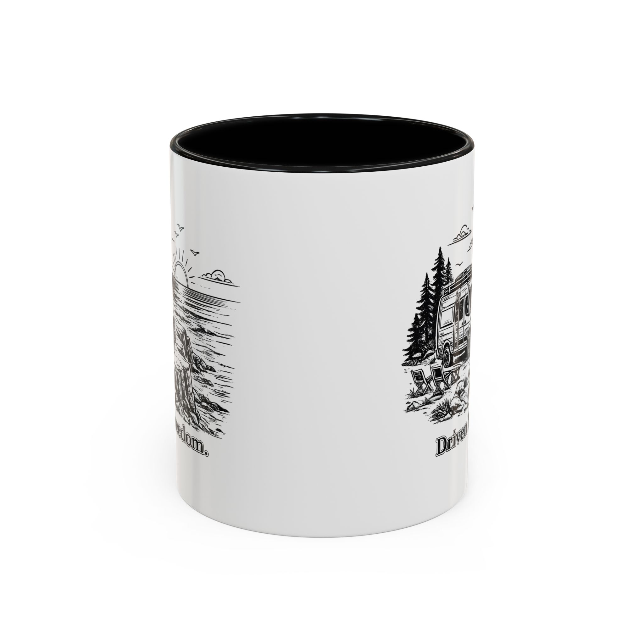 Accent Coffee Mug (11, 15oz) — "Driven By Freedom" Design Minimal-Line