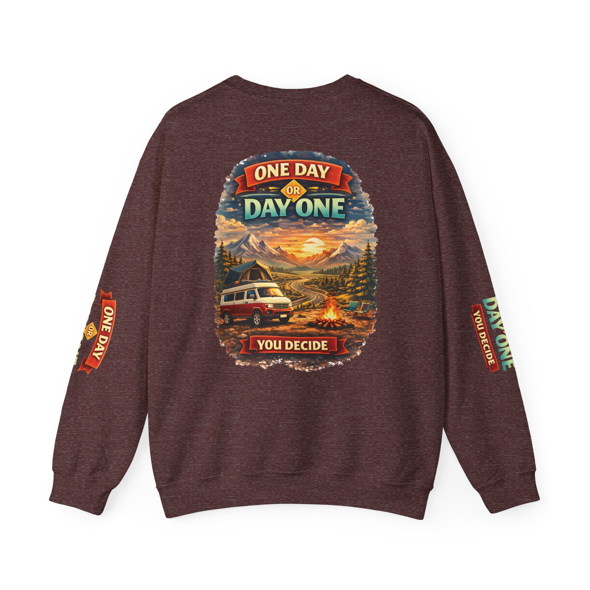 Unisex Heavy Blend™ Crewneck Sweatshirt — "One Day Or Day One" Design Scenic-Line