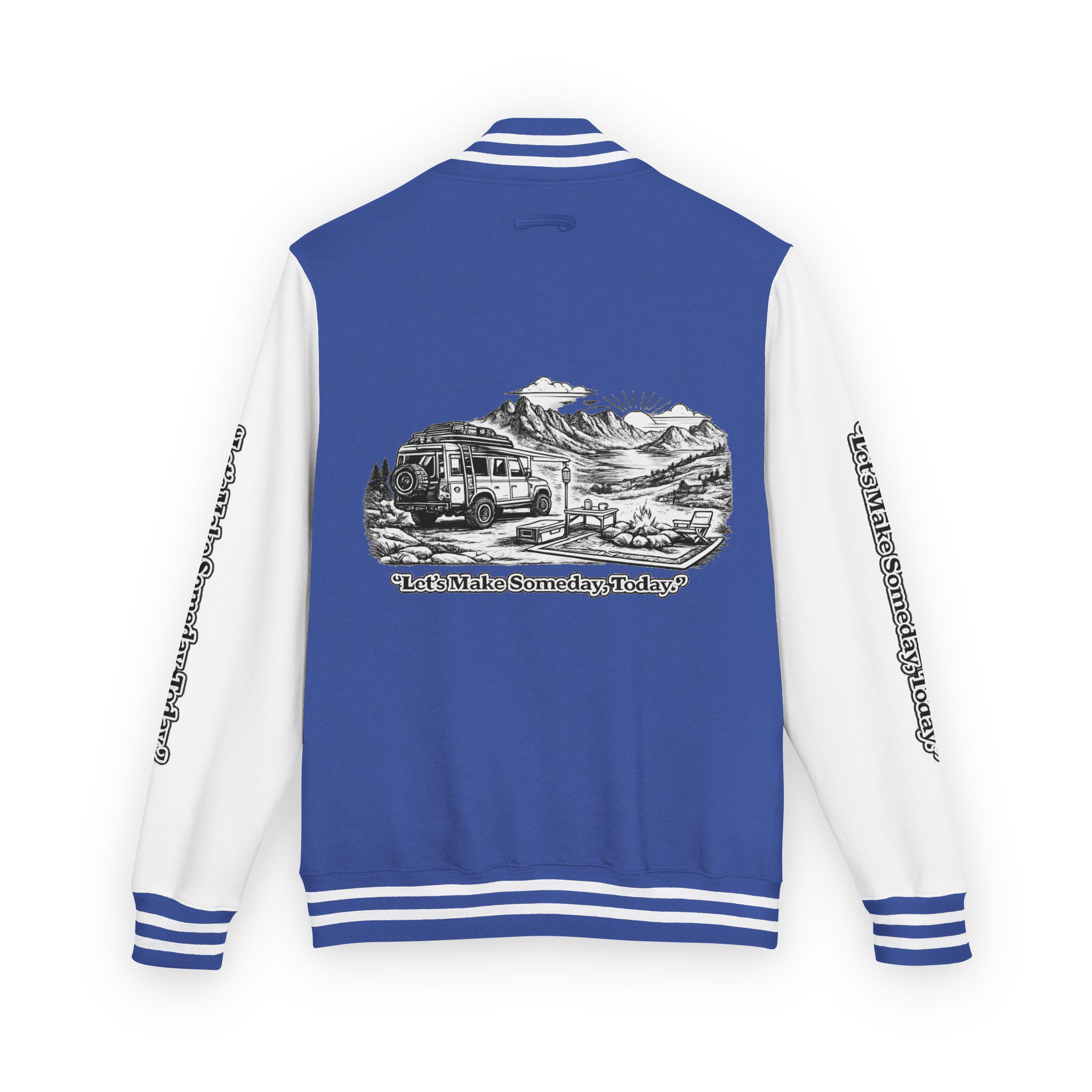 13220562871858563863_2048-1.jpeg Unisex Heavyweight Letterman Jacket — "Lets make Someday, Today?" Travel Varsity Coat