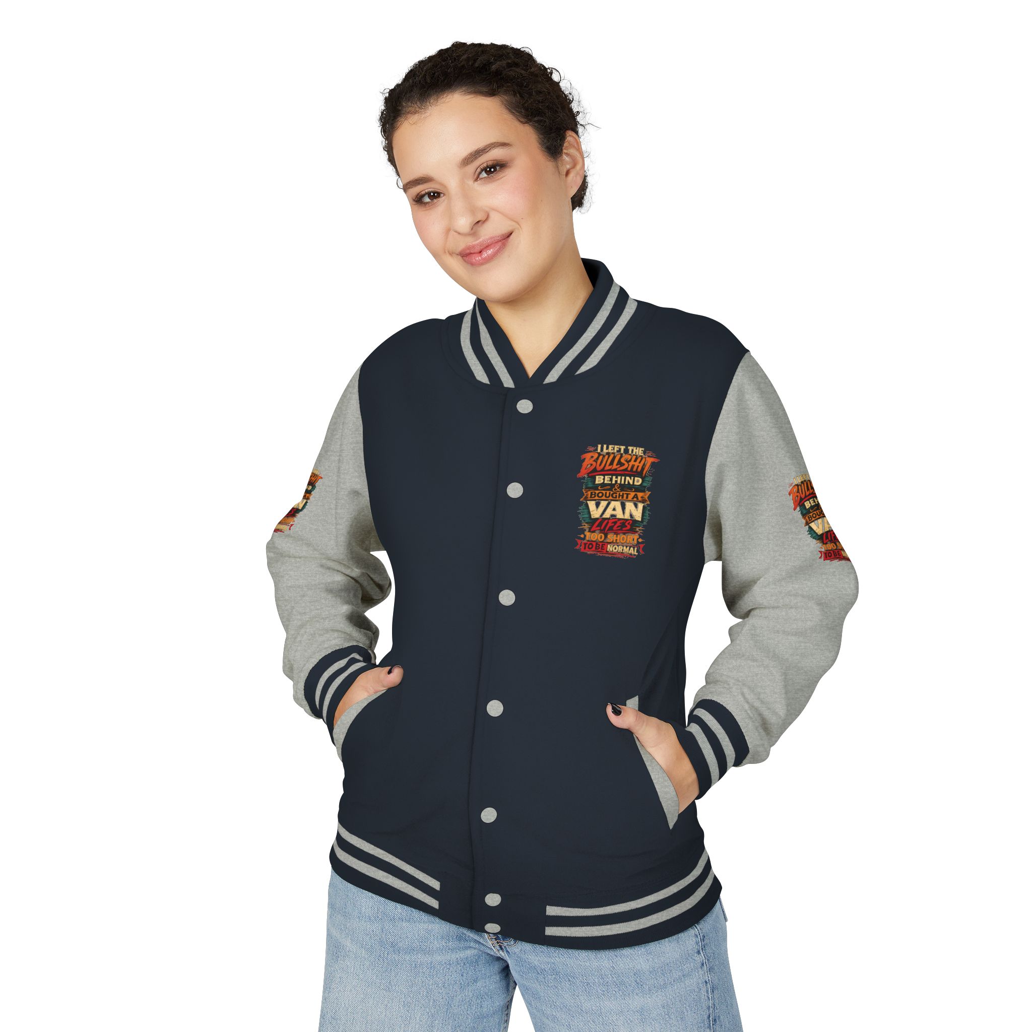 Unisex Heavyweight Letterman Jacket — "I Left The Bullshit" Design F**K-Line