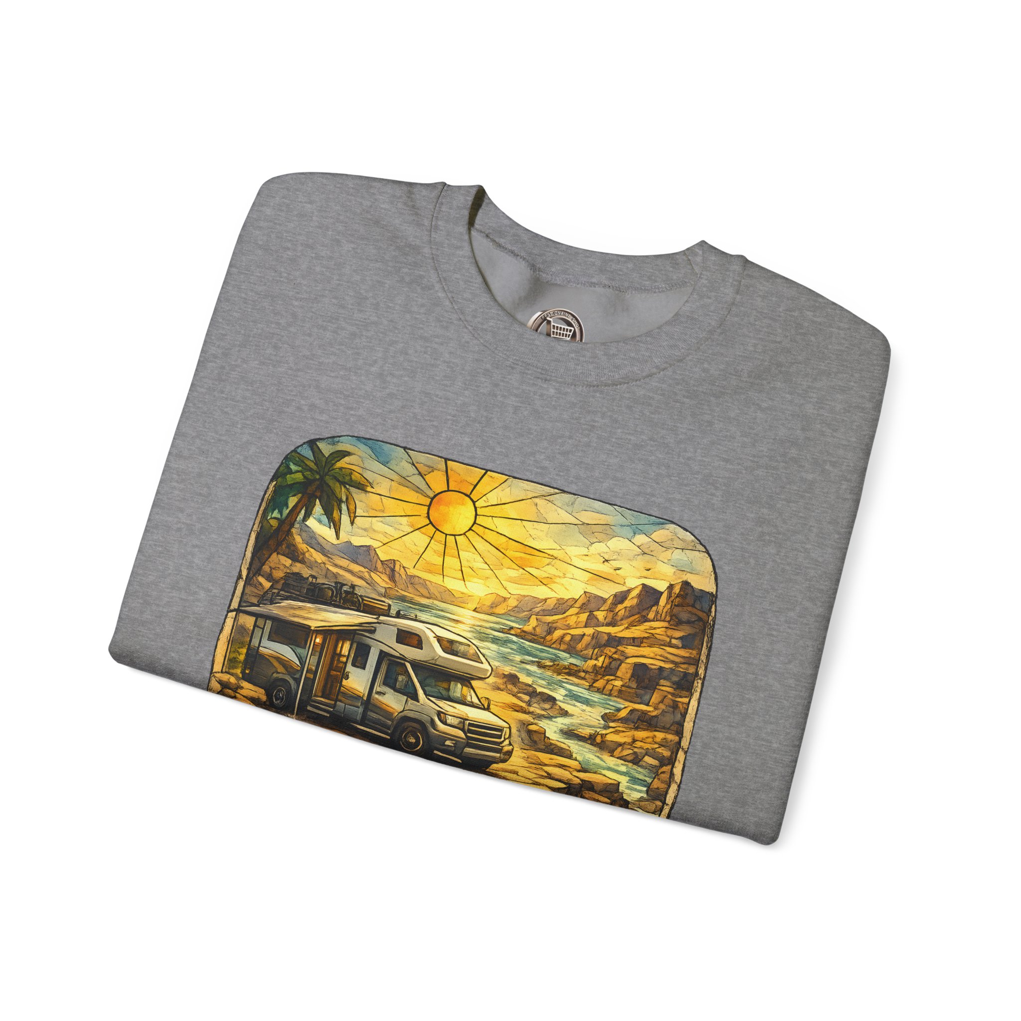 Unisex Heavy Blend™ Crewneck Sweatshirt — "Let The Journey Unfold" Design Cubic-Line