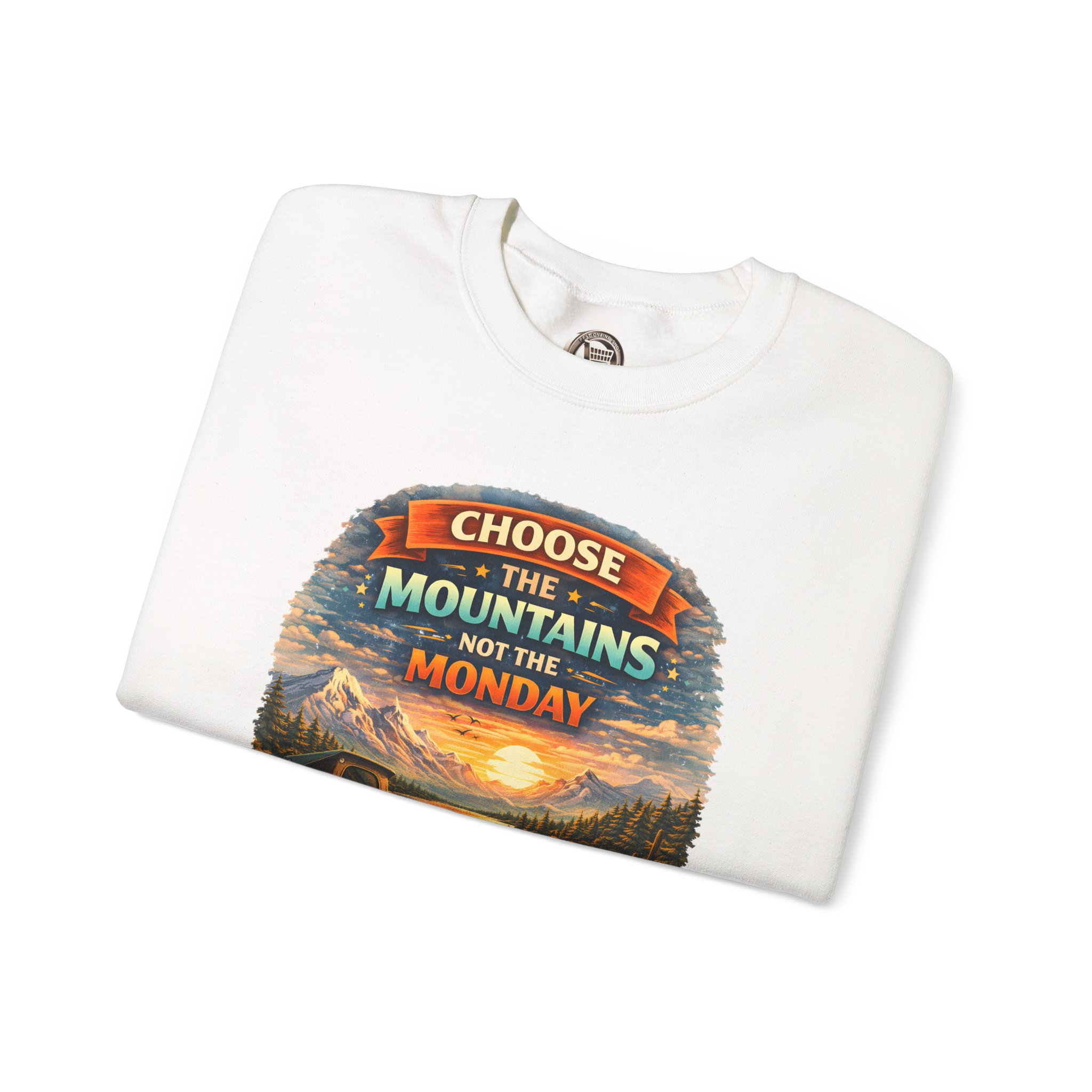 Unisex Heavy Blend™ Crewneck Sweatshirt — "Choose The Mountens" Design Scenic-Line