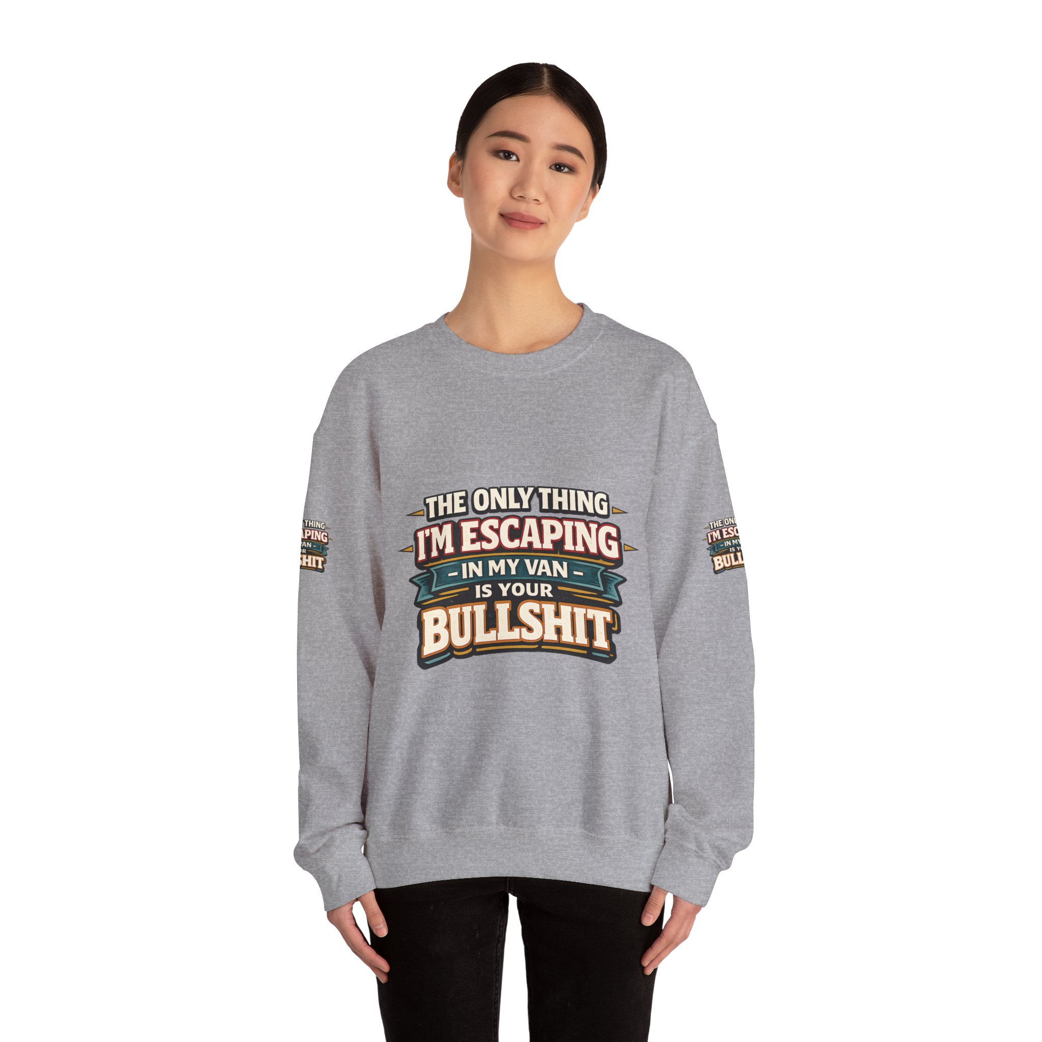 Unisex Heavy Blend™ Crewneck Sweatshirt — "The Only Thing I´m Escaping" Design F**K-Line