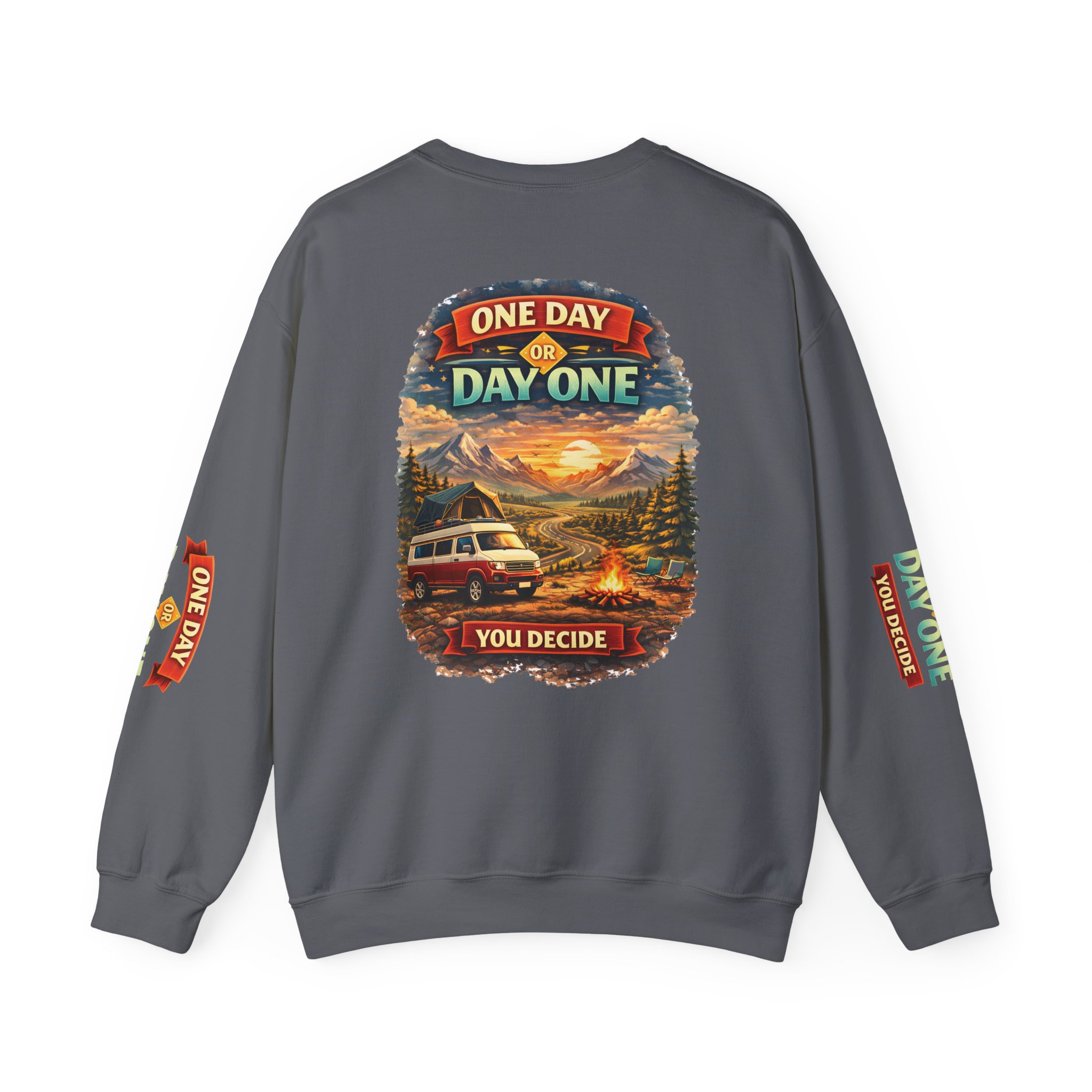 Unisex Heavy Blend™ Crewneck Sweatshirt — "One Day Or Day One" Design Scenic-Line
