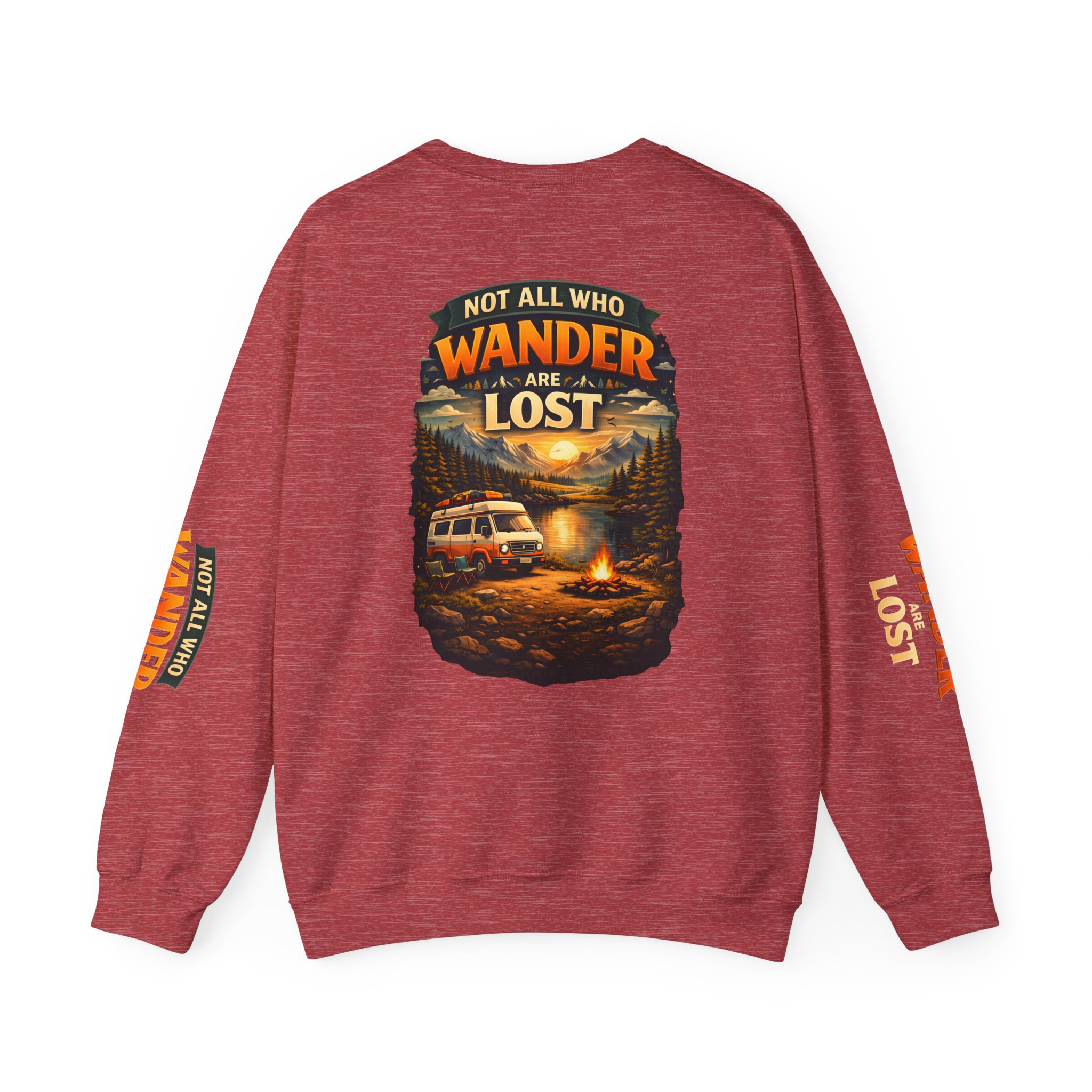 Unisex Heavy Blend™ Crewneck Sweatshirt — "Not All Who Wander Are Lost" Design Scenic-Line