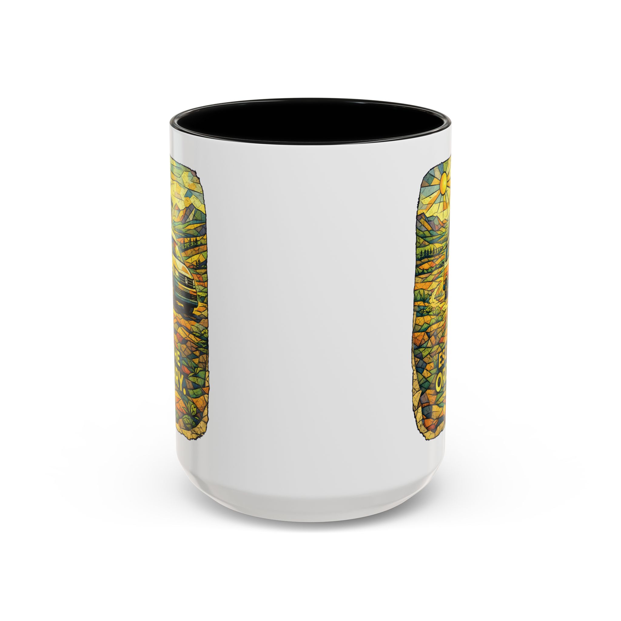 Accent Coffee Mug (11, 15oz) — "Escape The Ordinary" Design Cubic-Line