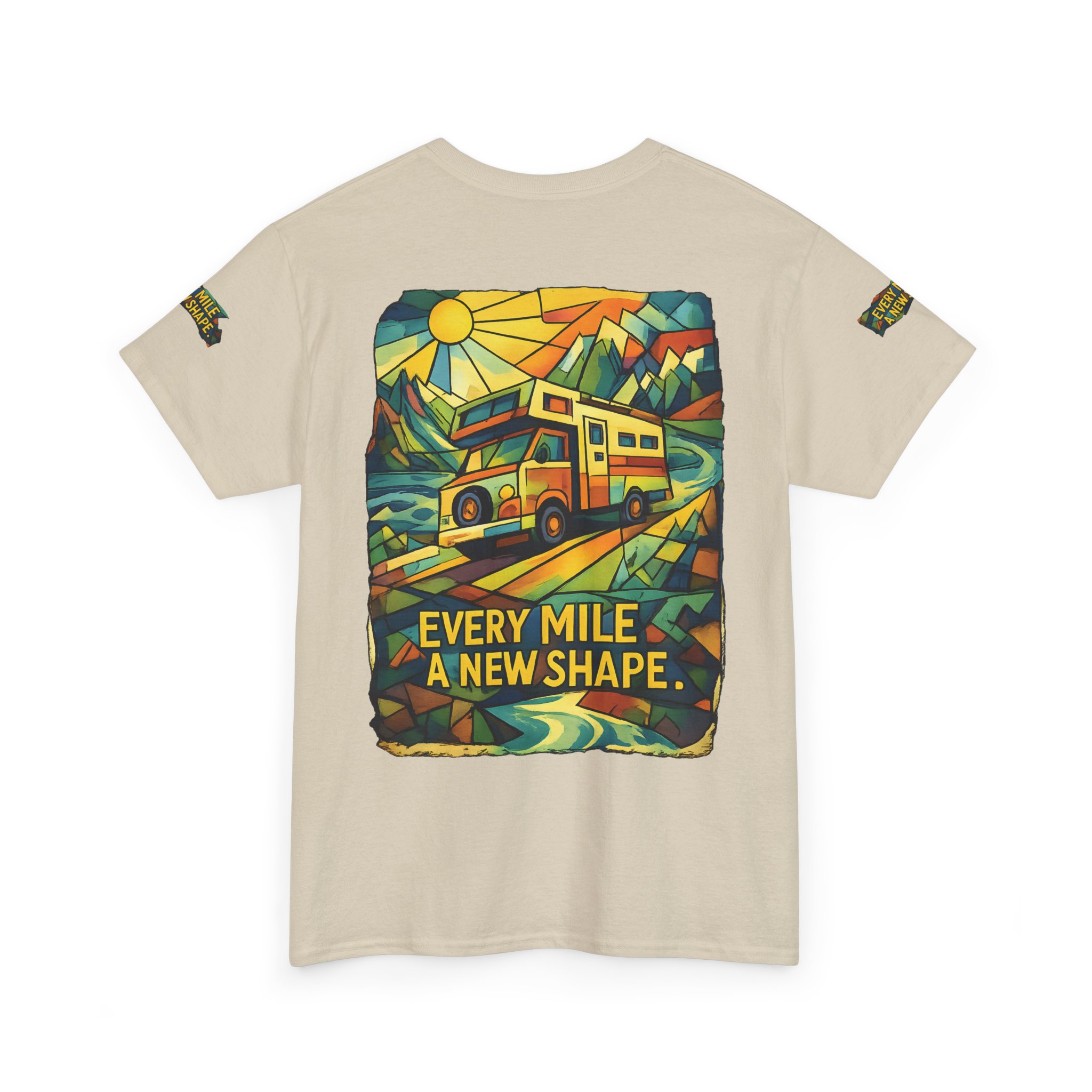 Unisex Heavy Cotton Tee — "Every Mile A New Shape" Design Cubic-Line
