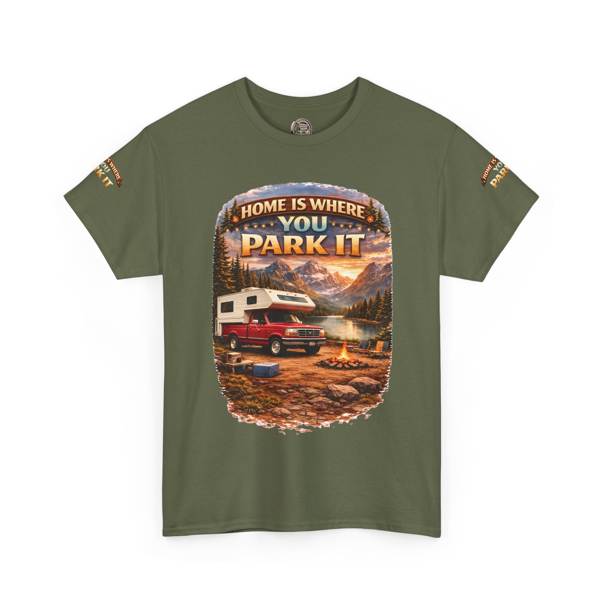 13260066829010726562_2048.jpeg Unisex Heavy Cotton Tee — "Home Is Where You Park It" Design Scenic-Line