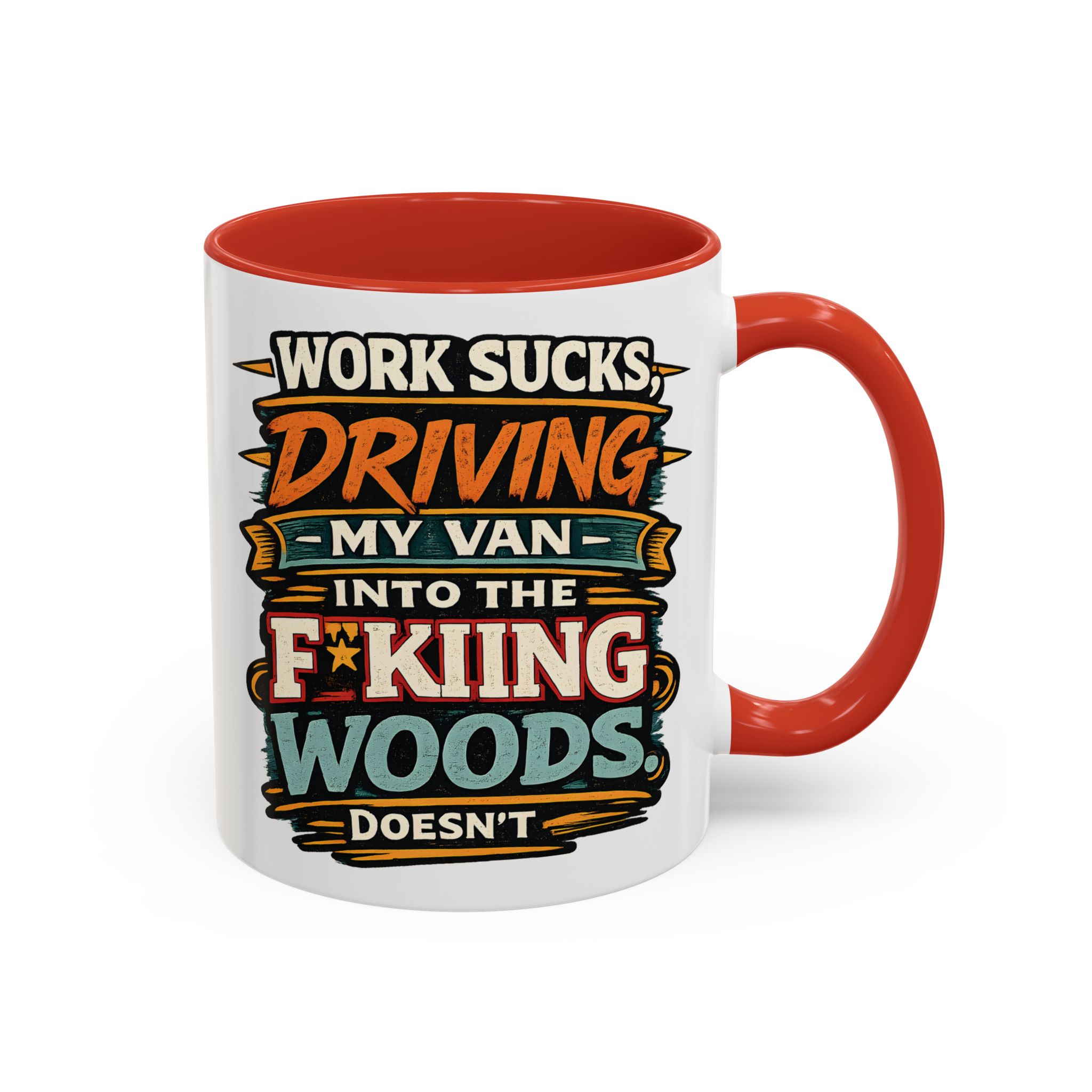 Accent Coffee Mug (11, 15oz) — "Work Sucks" Design F**K-Line