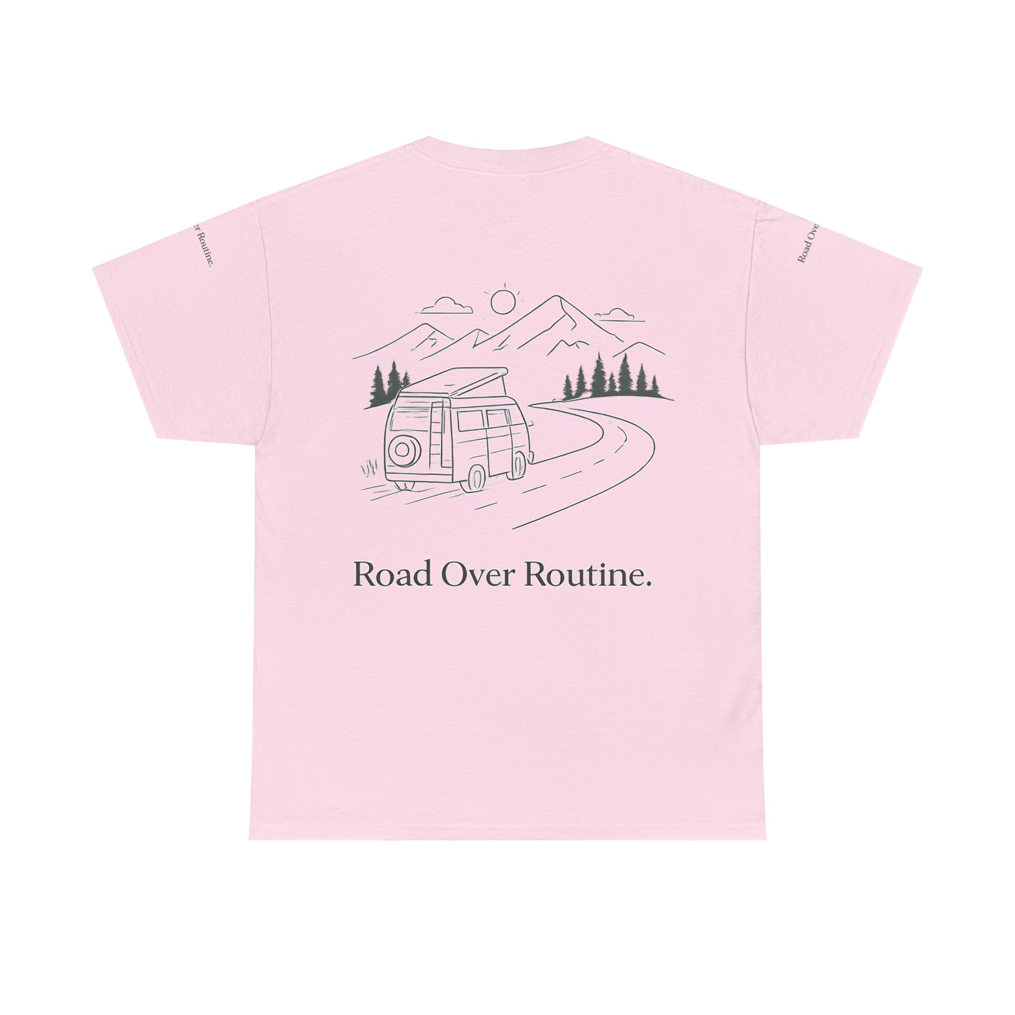 Unisex Heavy Cotton Tee — "Road Over Routine" Design Minimal-Line