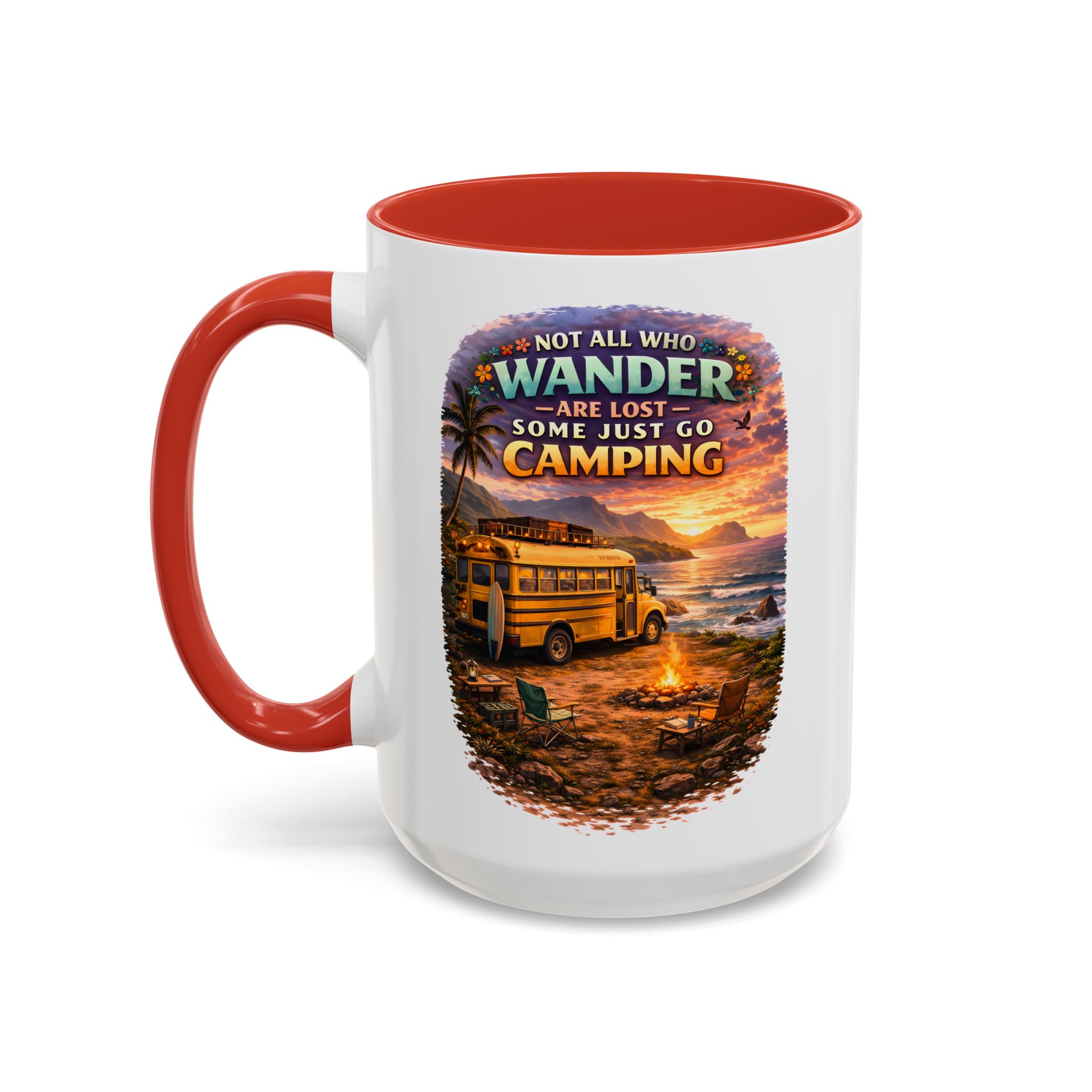 Accent Coffee Mug (11, 15oz) — "Not All Who Wander Are Lost" Design Scenic-Line