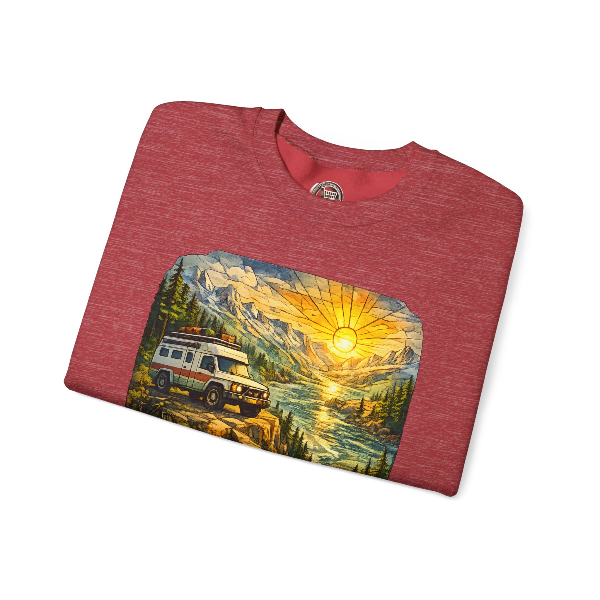 Unisex Heavy Blend™ Crewneck Sweatshirt — "Let The Journey Be Your Home" Design Cubic-Line