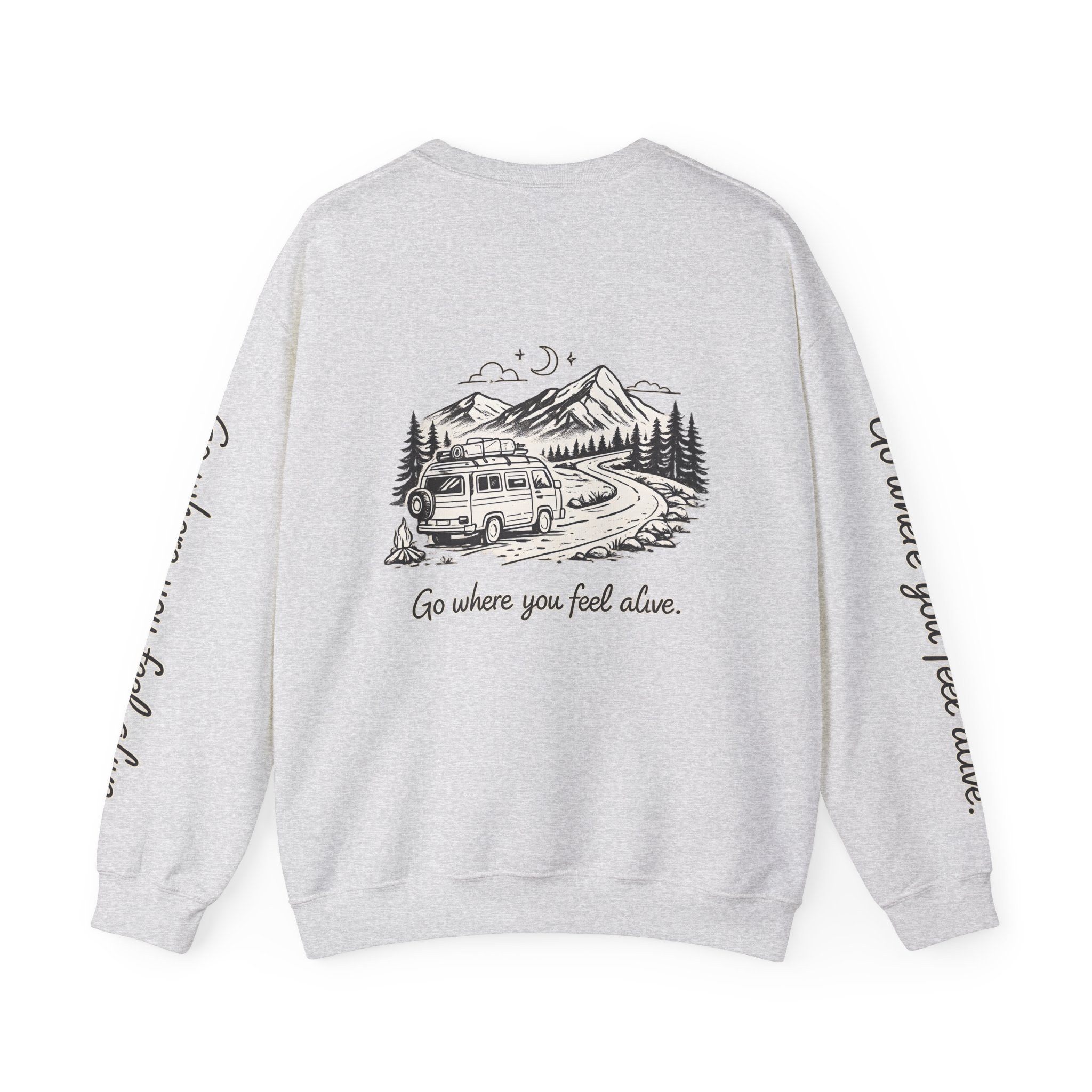 Unisex Heavy Blend™ Crewneck Sweatshirt — "Go Where You Feel Alive" Design Minimal-Line