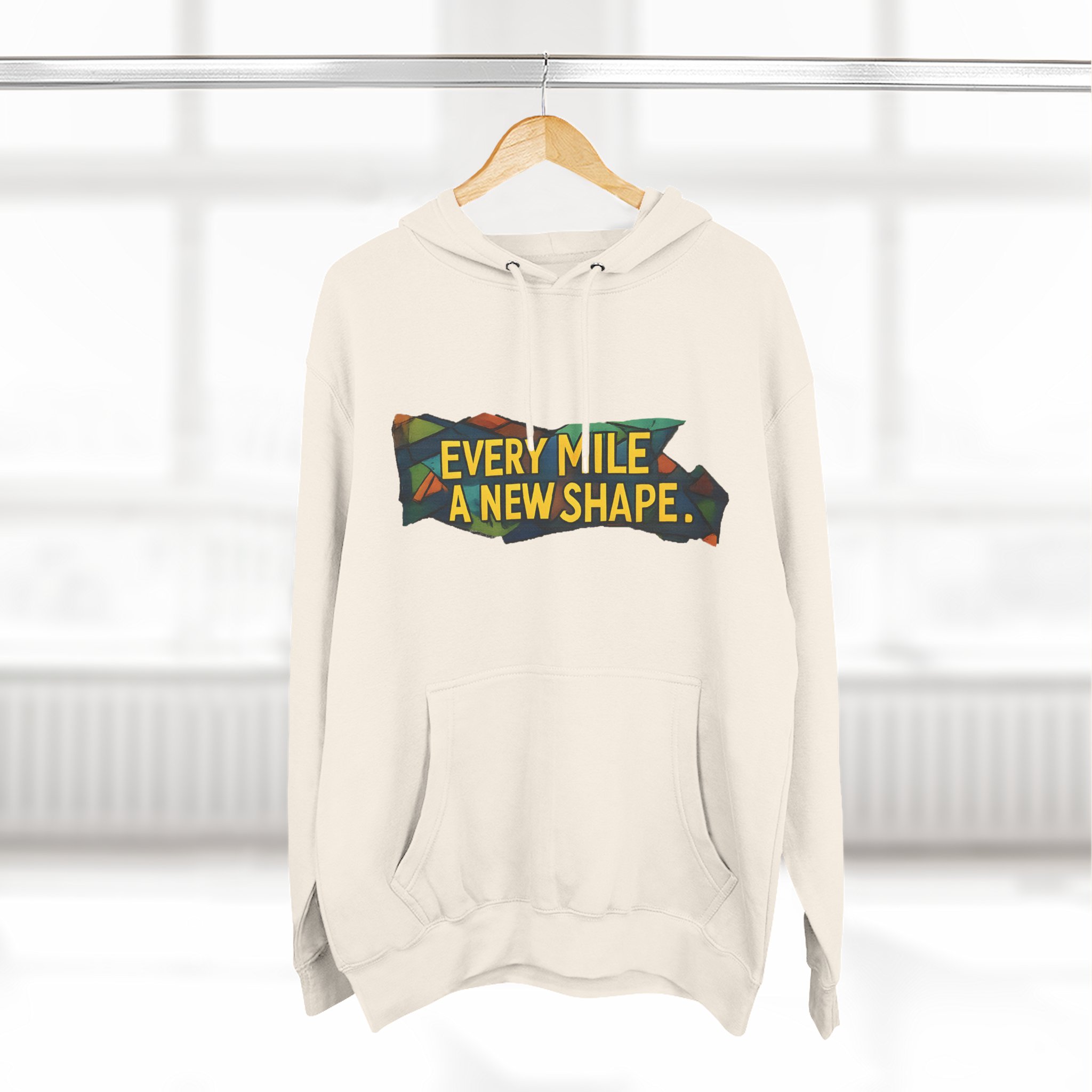 Three-Panel Fleece Hoodie - "Every Mile A New Shape" Design Cubic-Line