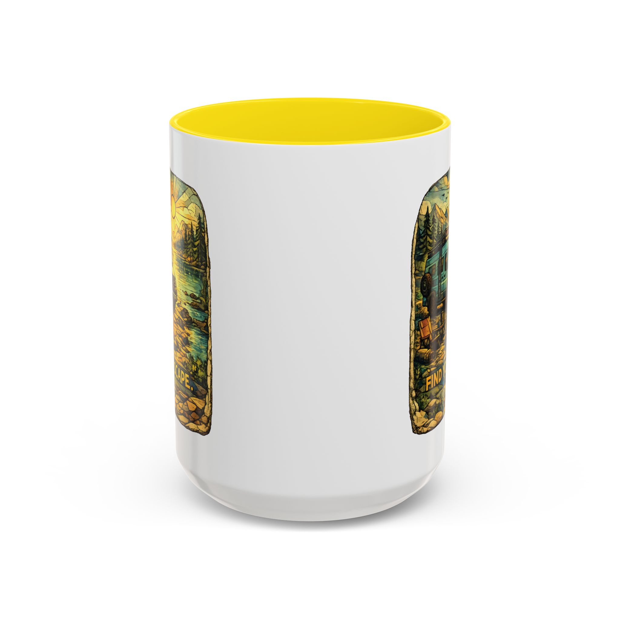 13288660635795752807_2048.jpeg Accent Coffee Mug (11, 15oz) — "Find Your Escape" Design Cubic-Line