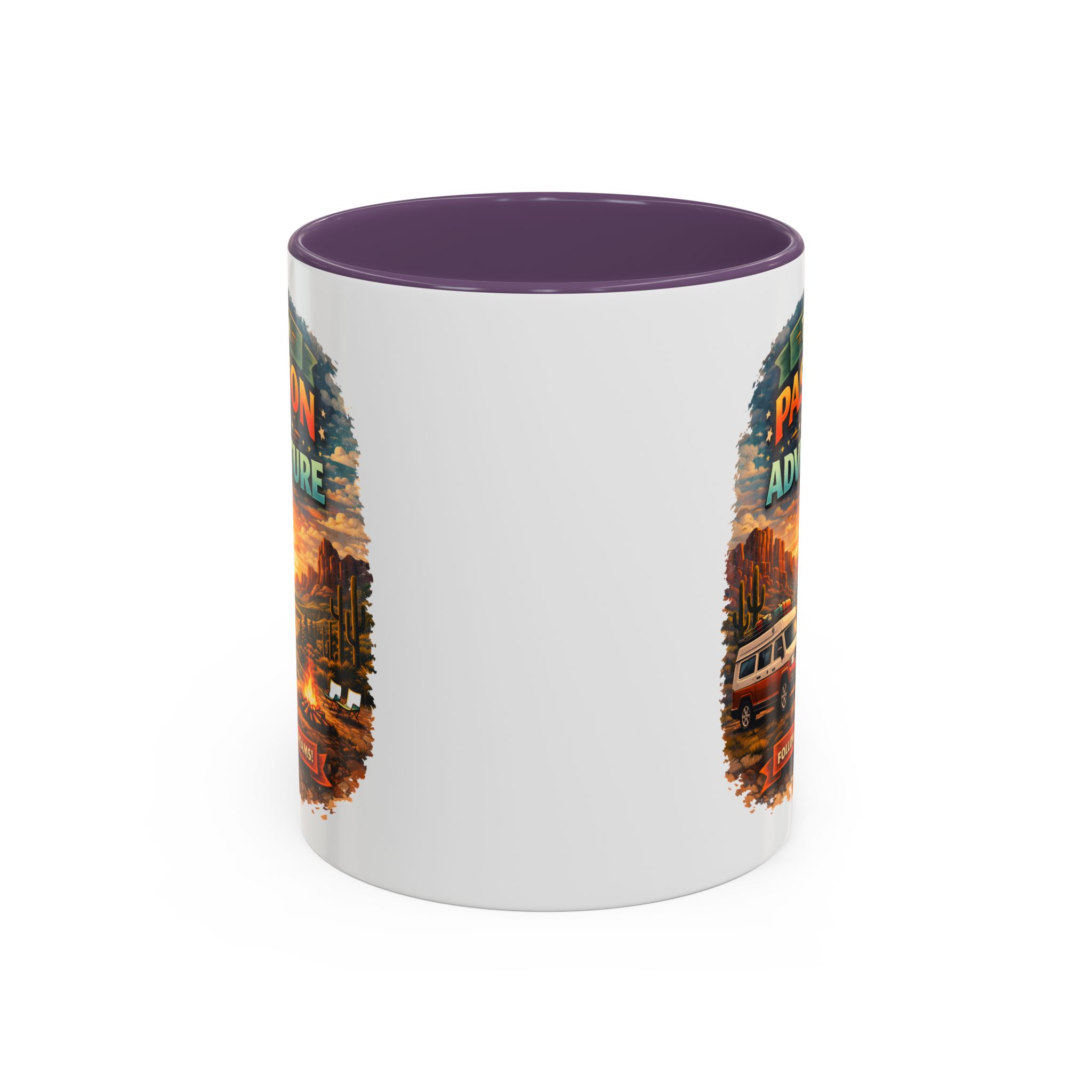 Accent Coffee Mug (11, 15oz) — "Turn Passion Into Adventure" Design Scenic-Line