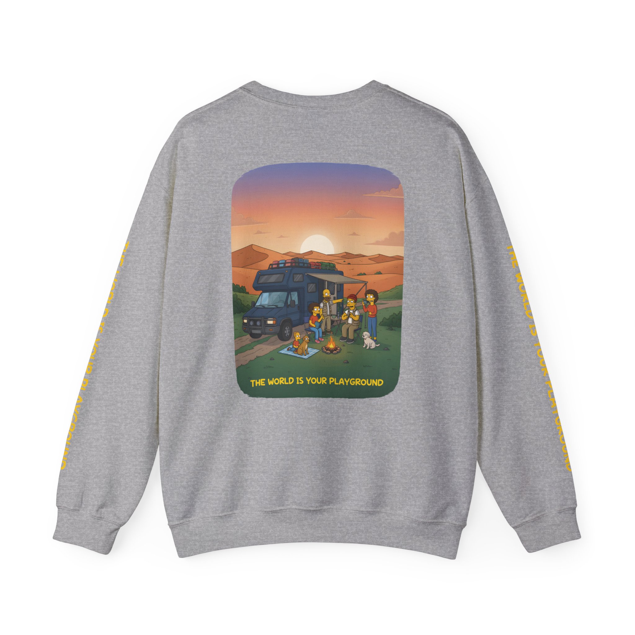 Unisex Heavy Blend™ Crewneck Sweatshirt — "The World Is Your playground" Design Sitcom-Line