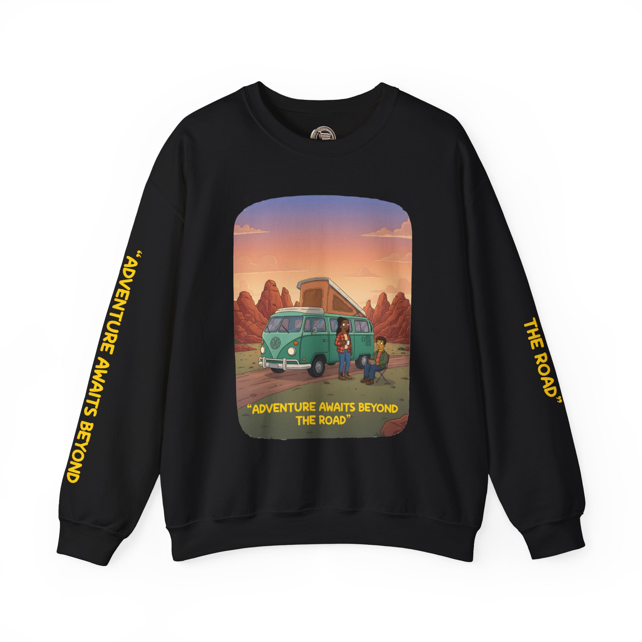 13295727487240800102_2048.jpeg Unisex Heavy Blend™ Crewneck Sweatshirt — "Adventure Awaits Beyond The Road" Design Sitcom-Line