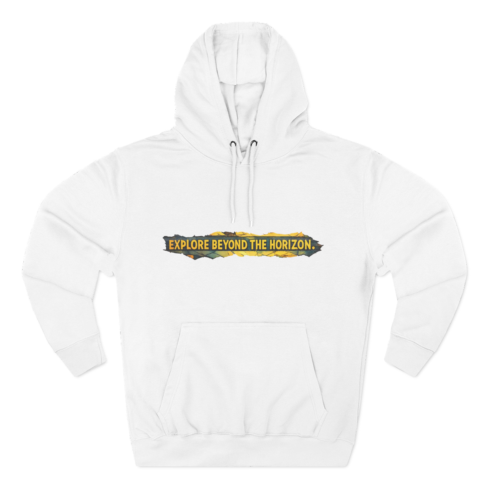 Three-Panel Fleece Hoodie - "Explore Beyond The Horizon" Design Cubic-Line