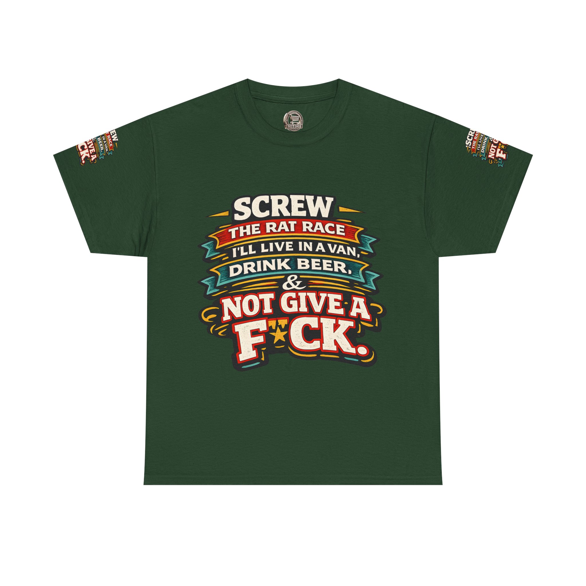 Unisex Heavy Cotton Tee — "Screw The Rat Race" Design F**K-Line