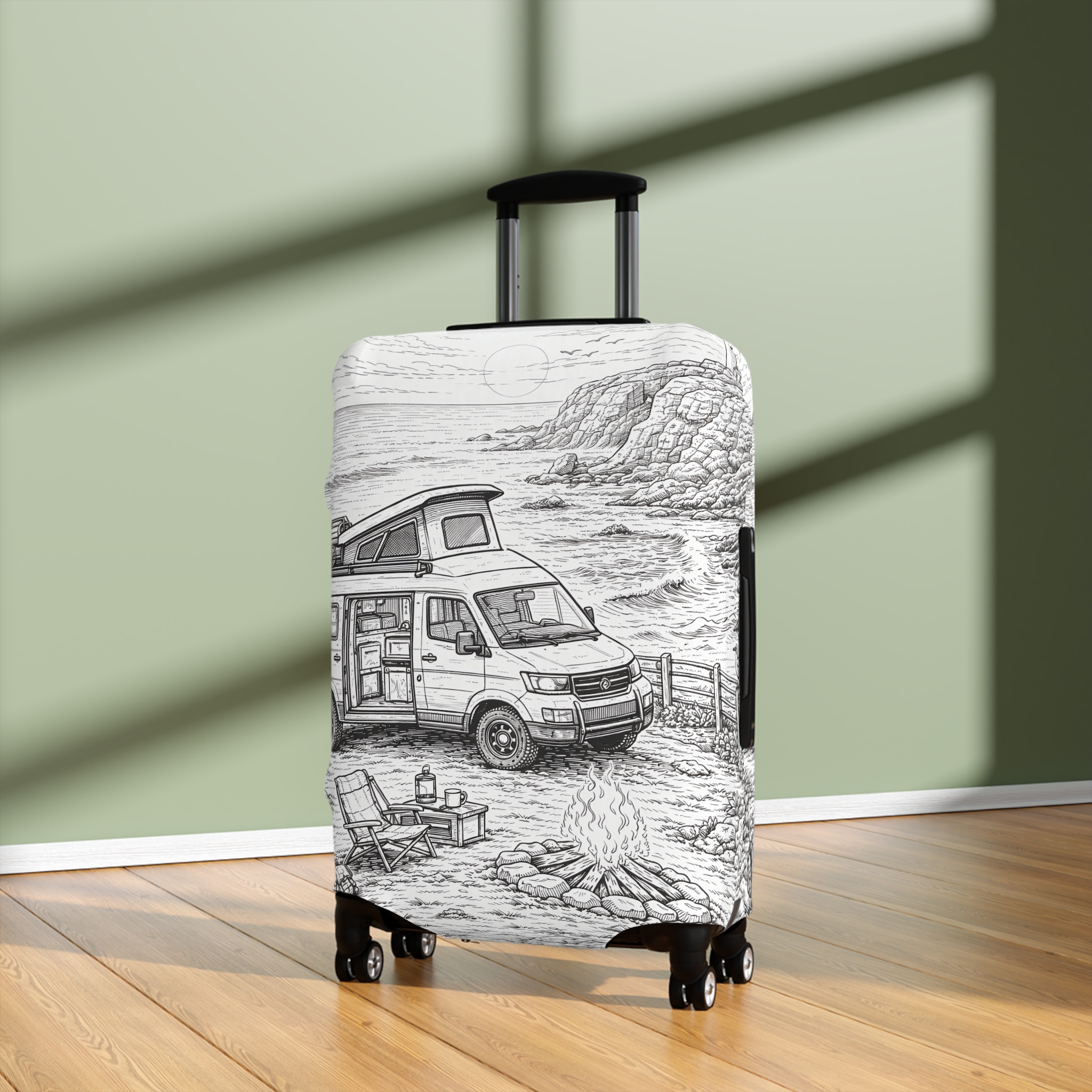 13299431164218833295_2048.jpeg Luggage Cover — Adventure Camper Sketch Travel Suitcase