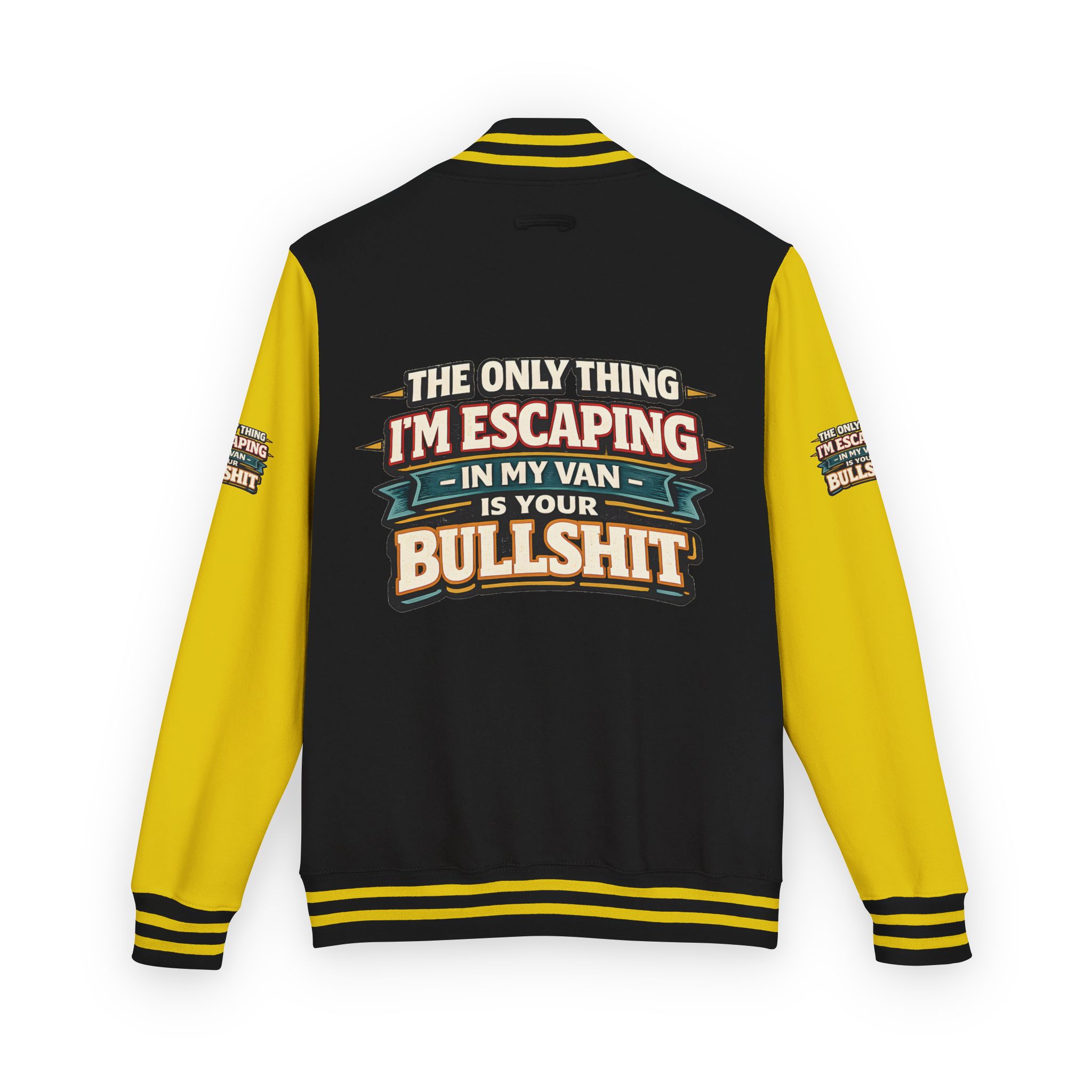 Unisex Heavyweight Letterman Jacket — "The Only Thing I´m Escaping" Design F**K-Line