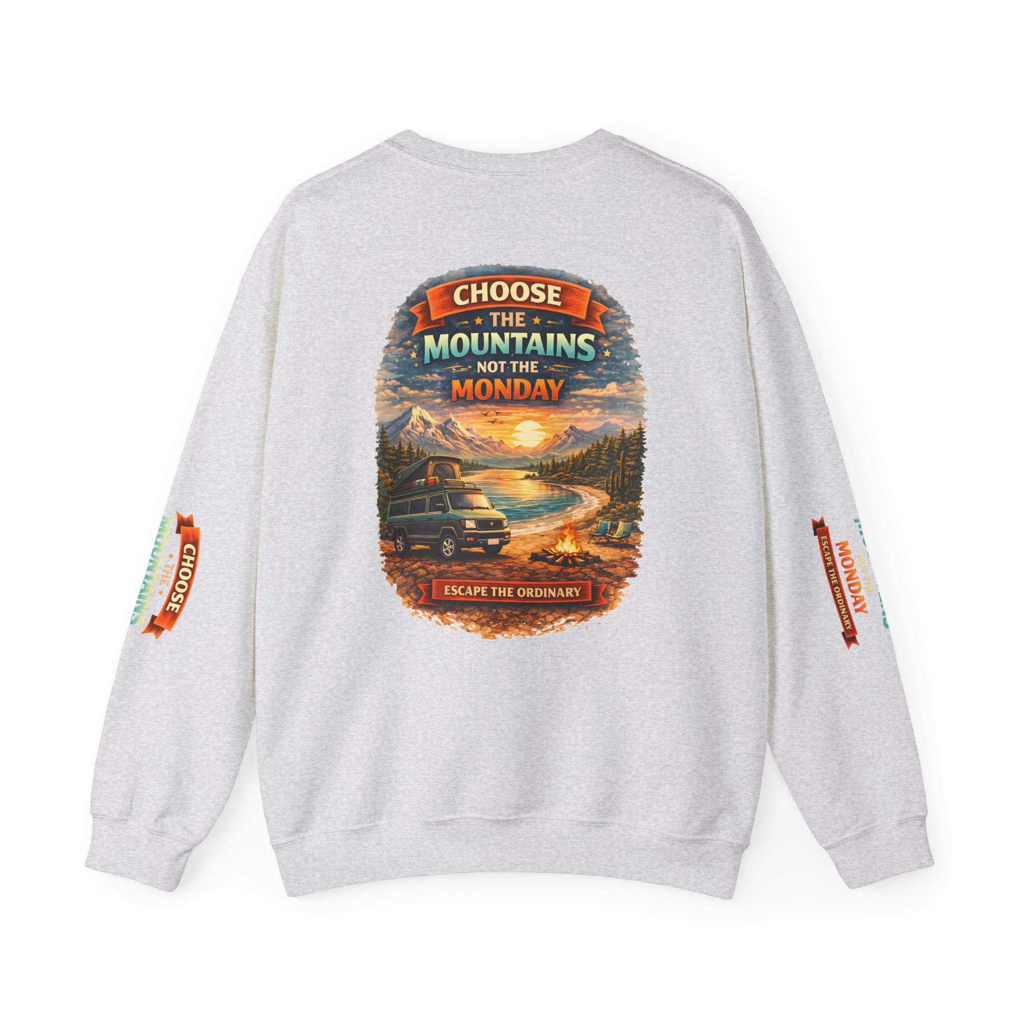 Unisex Heavy Blend™ Crewneck Sweatshirt — "Choose The Mountens" Design Scenic-Line