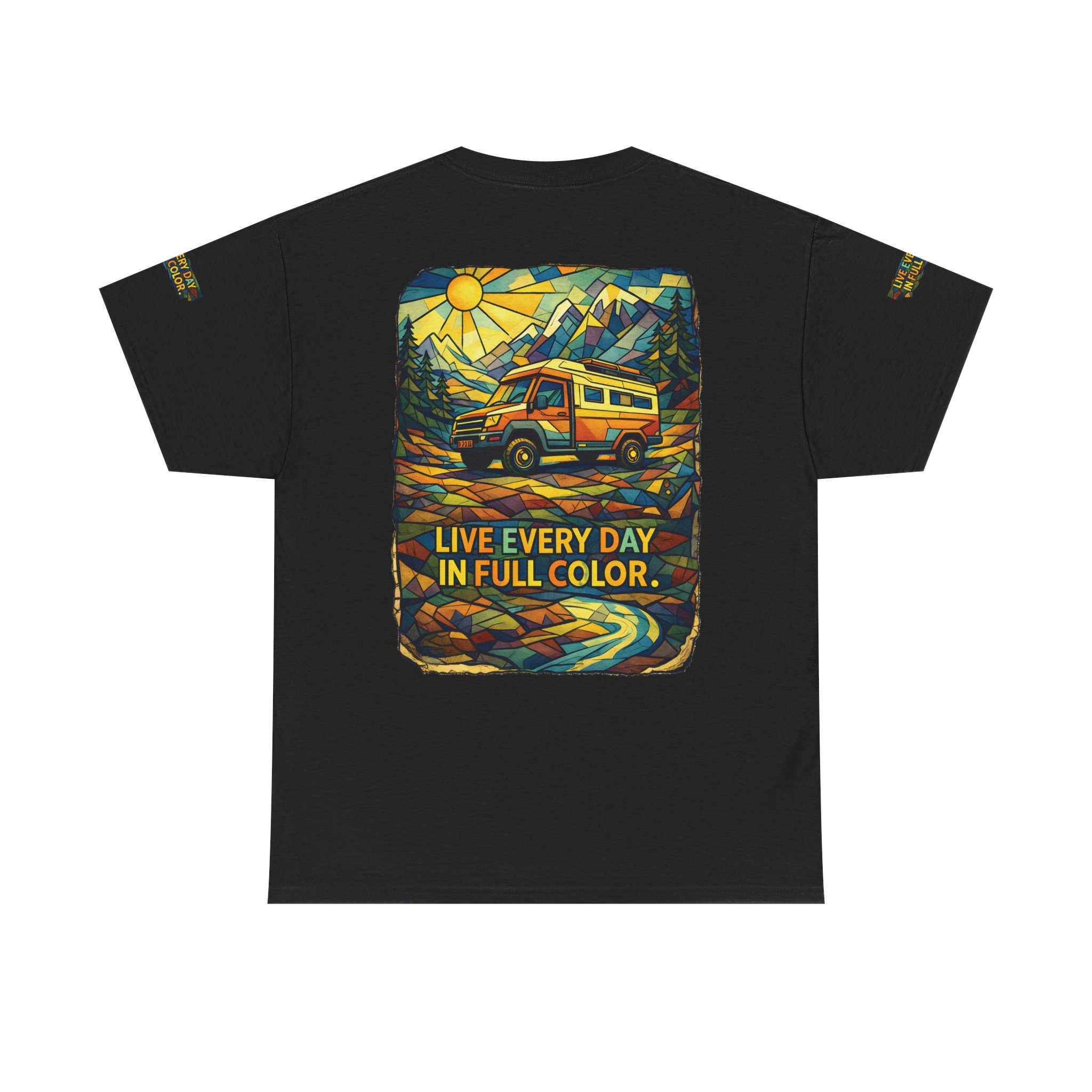 13302422291552766099_2048.jpeg Unisex Heavy Cotton Tee — "Live Life Every Day In Full Color" Design Cubic-Line