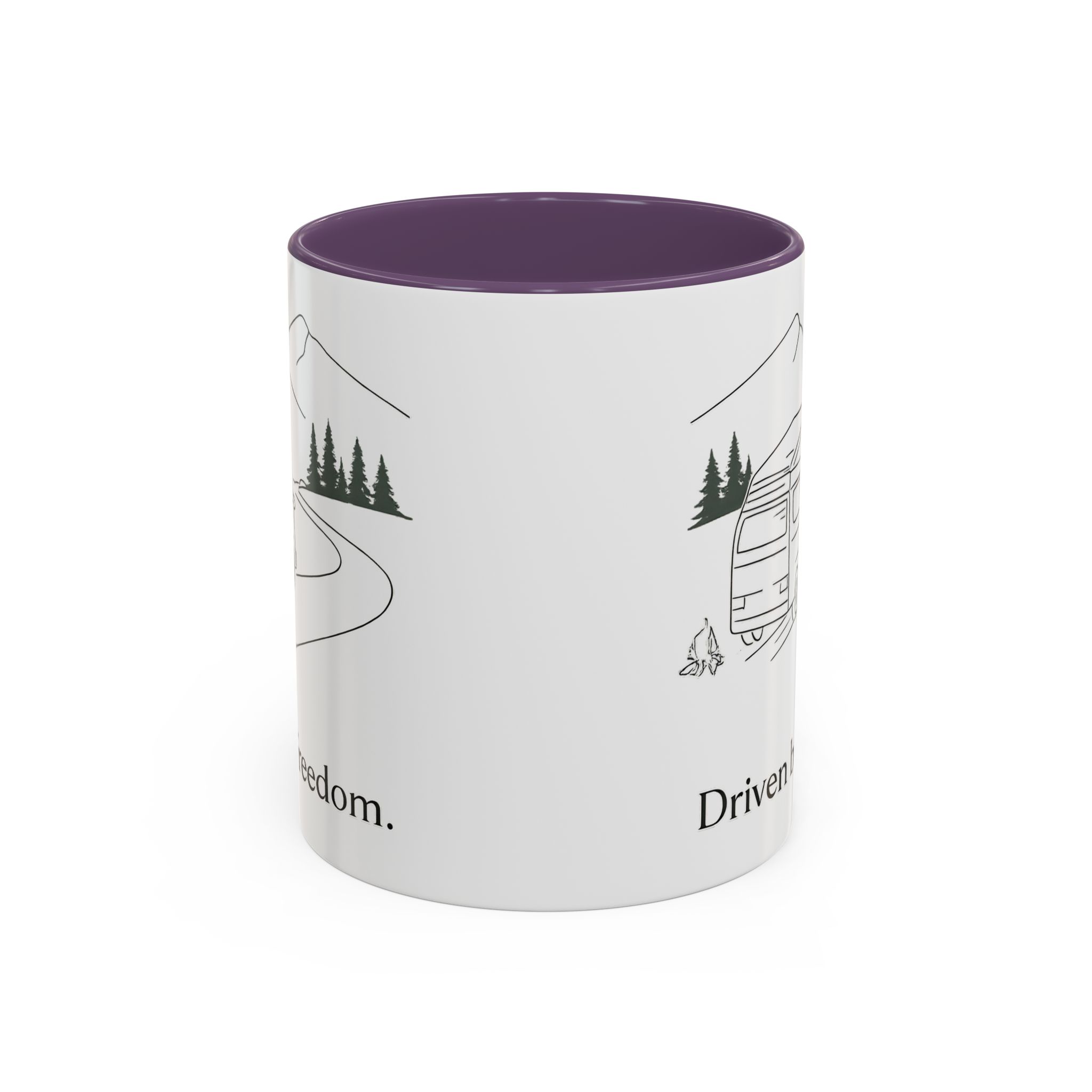 Accent Coffee Mug (11, 15oz) — "Driven By Freedom" Design Minimal-Line