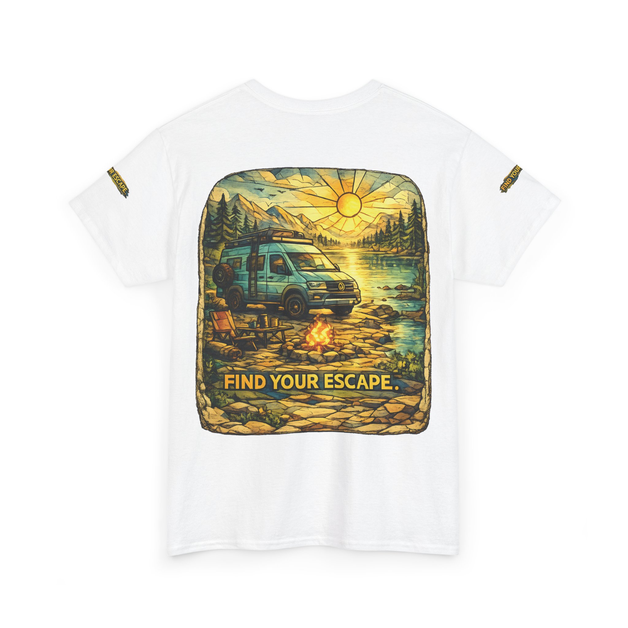 Unisex Heavy Cotton Tee — "Find Your Escape" Design Cubic-Line