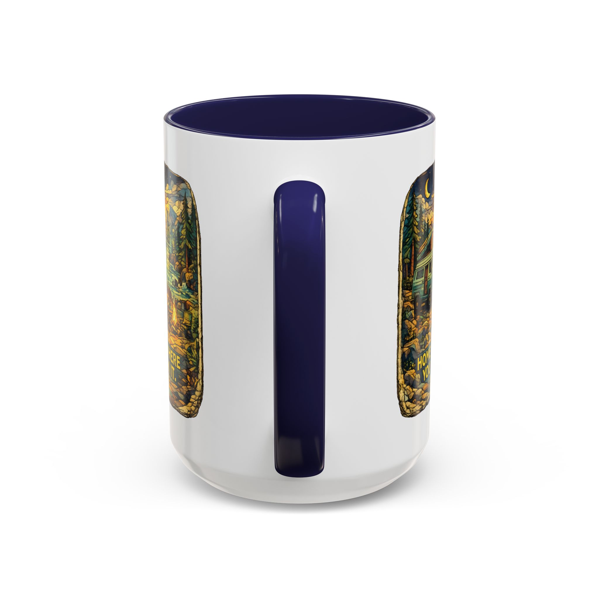 Accent Coffee Mug (11, 15oz) — "Home Is Where You Park It" Design Cubic-Line