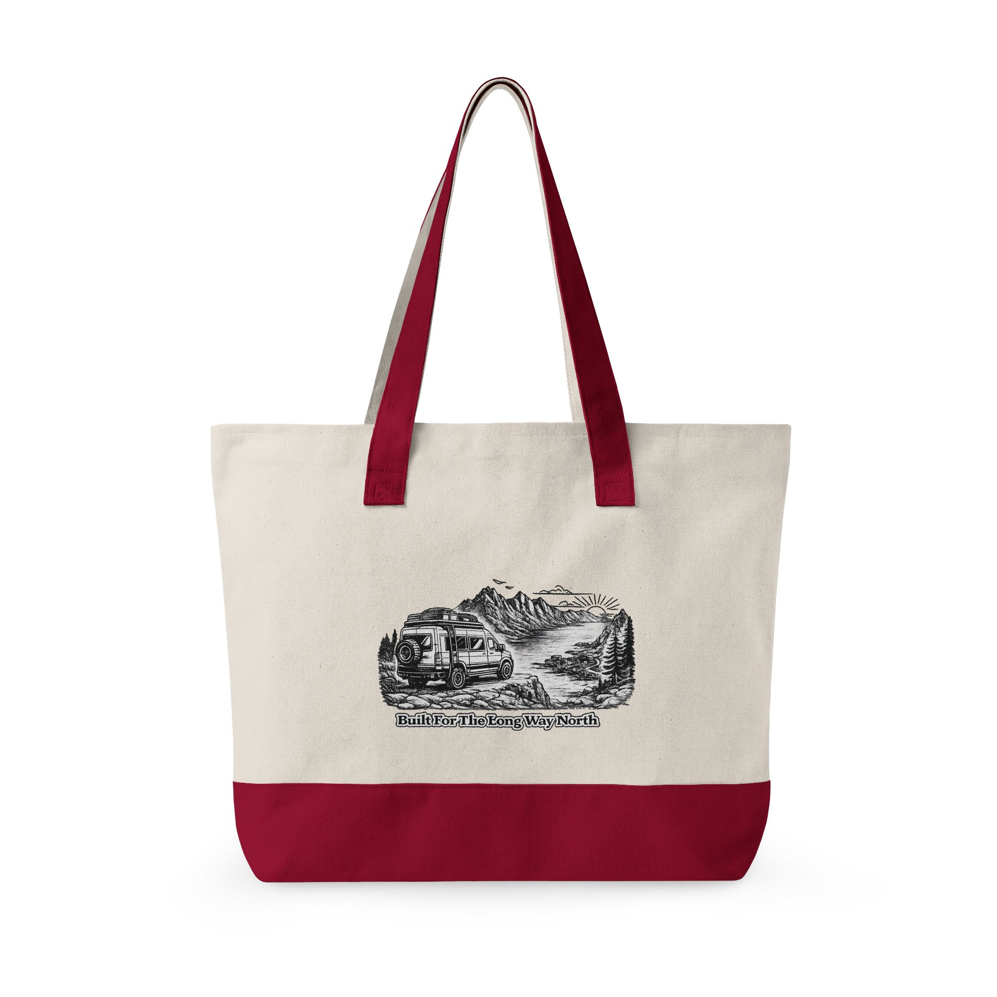 Zippered Canvas Tote — "Build For The Long Way " (Design Minimal-Line)