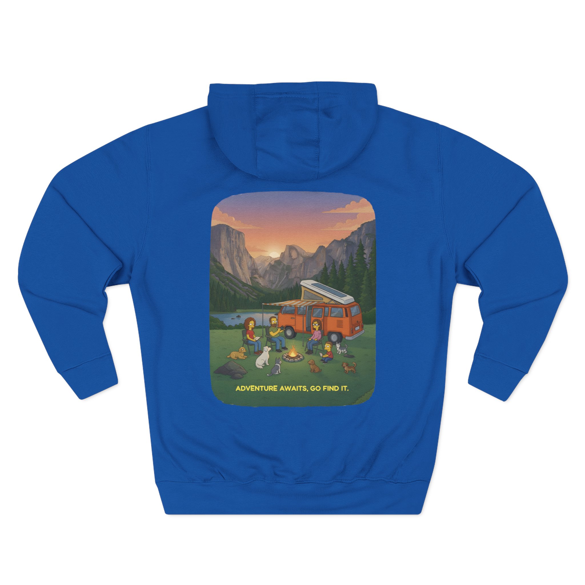 Three-Panel Fleece Hoodie - "Adventure Awaits-Go Find It"" Design Sitcom-Line